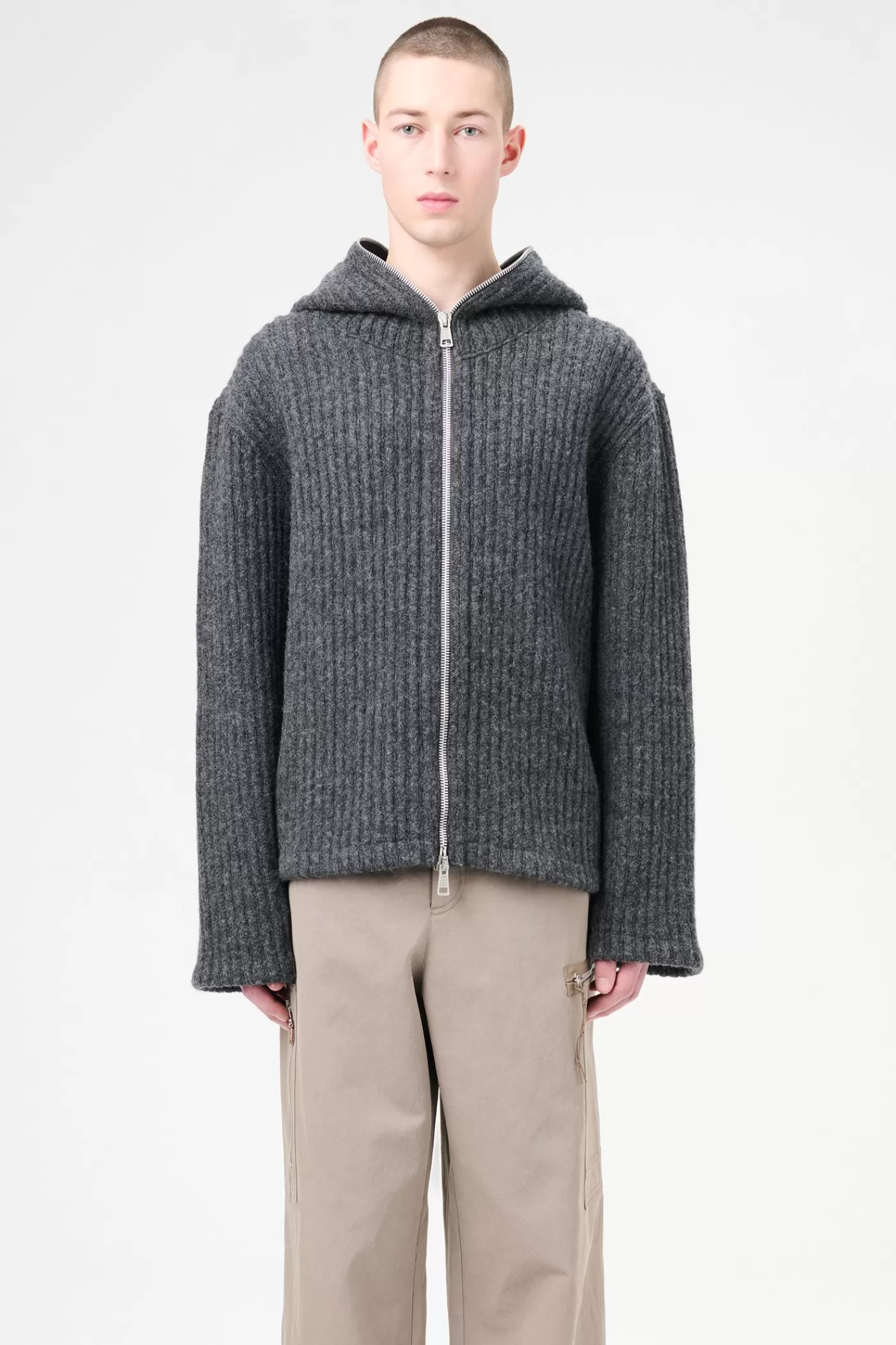 Discount Antracite Mega Rib Wool Knitwear