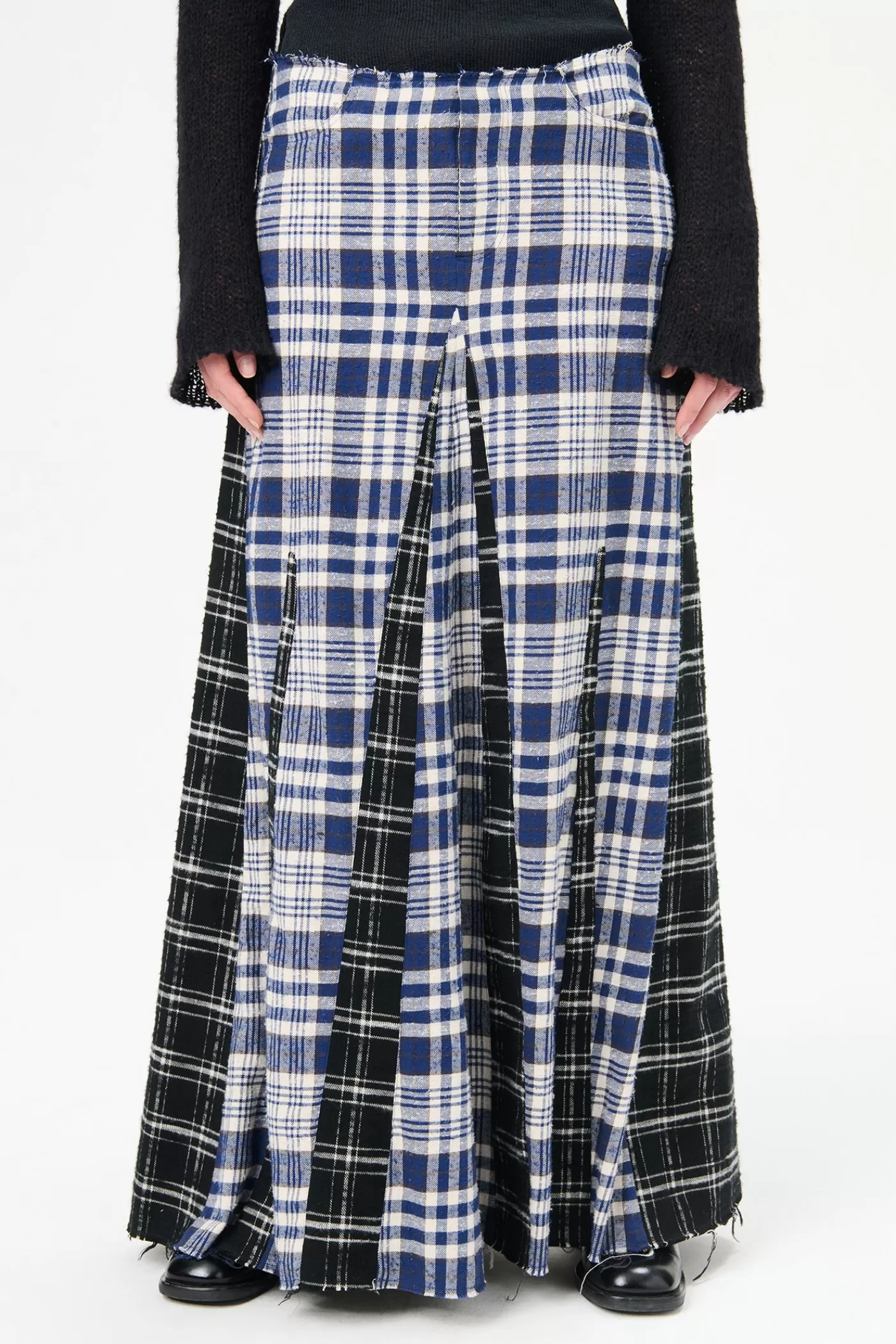 Online Black And Blue Coastal Flannel Women Skirts