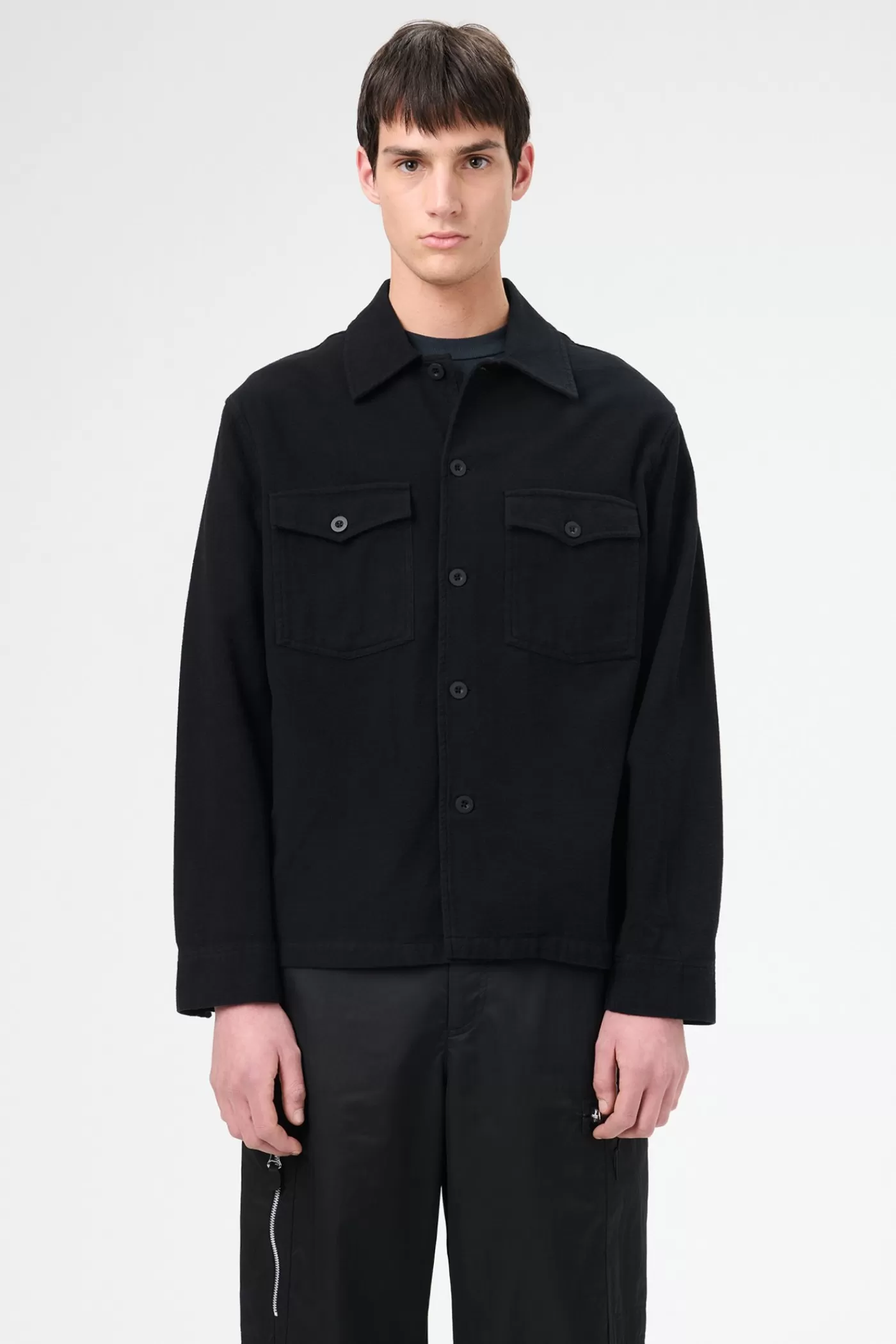 Online Black Brushed Cotton Outerwear