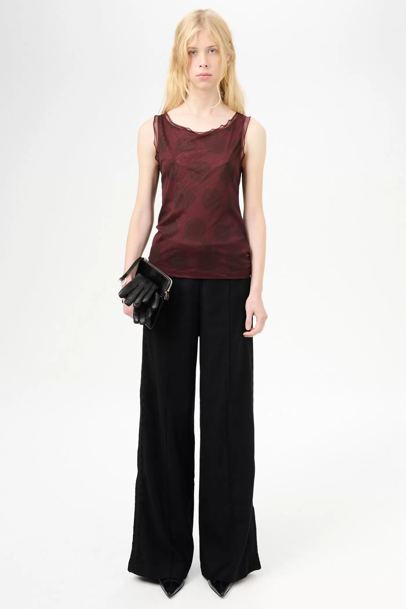 Discount Black Canvas Jersey Women Trousers