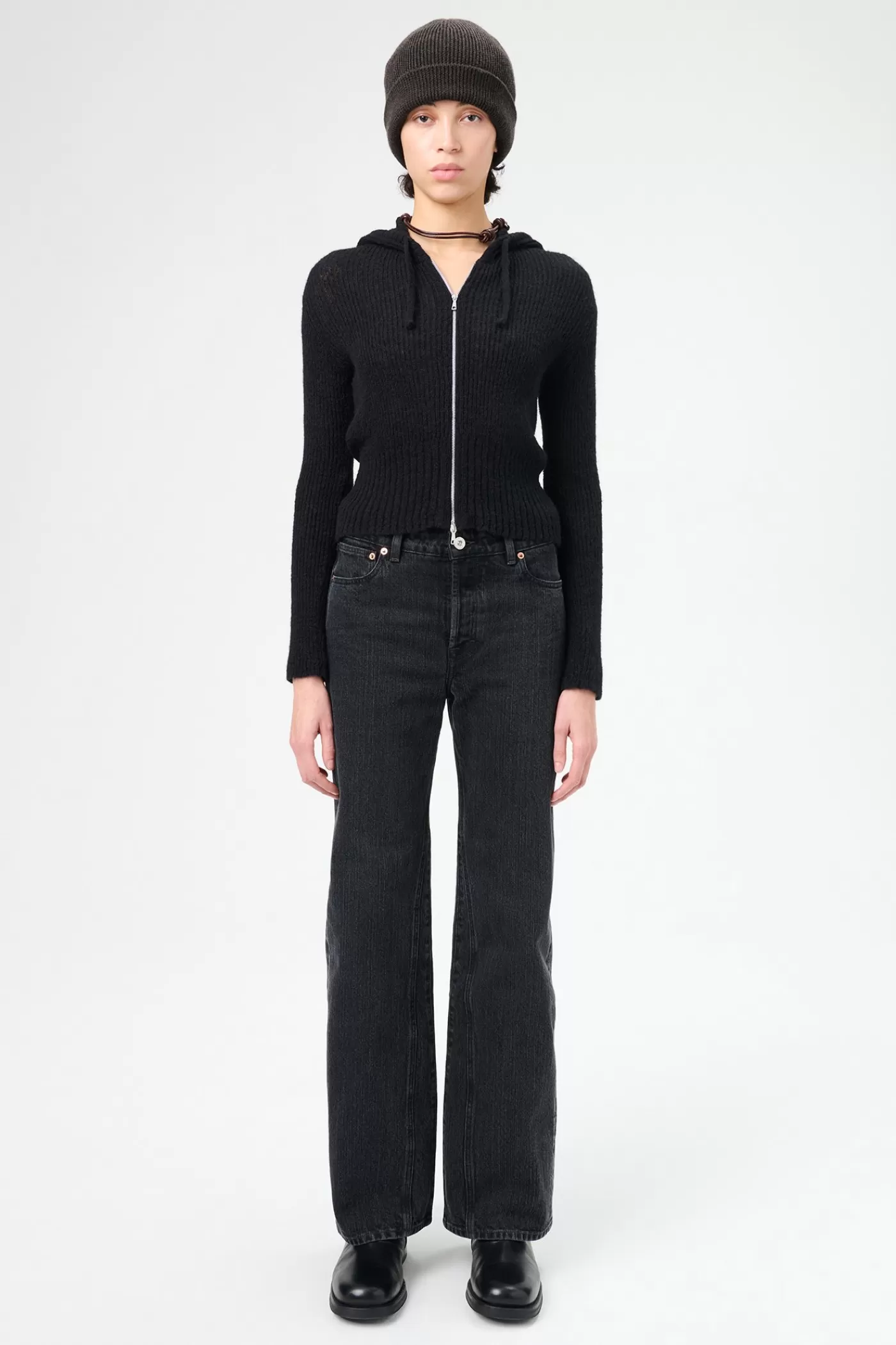 Online Black Fuzzy Alpaca Women Knitwear