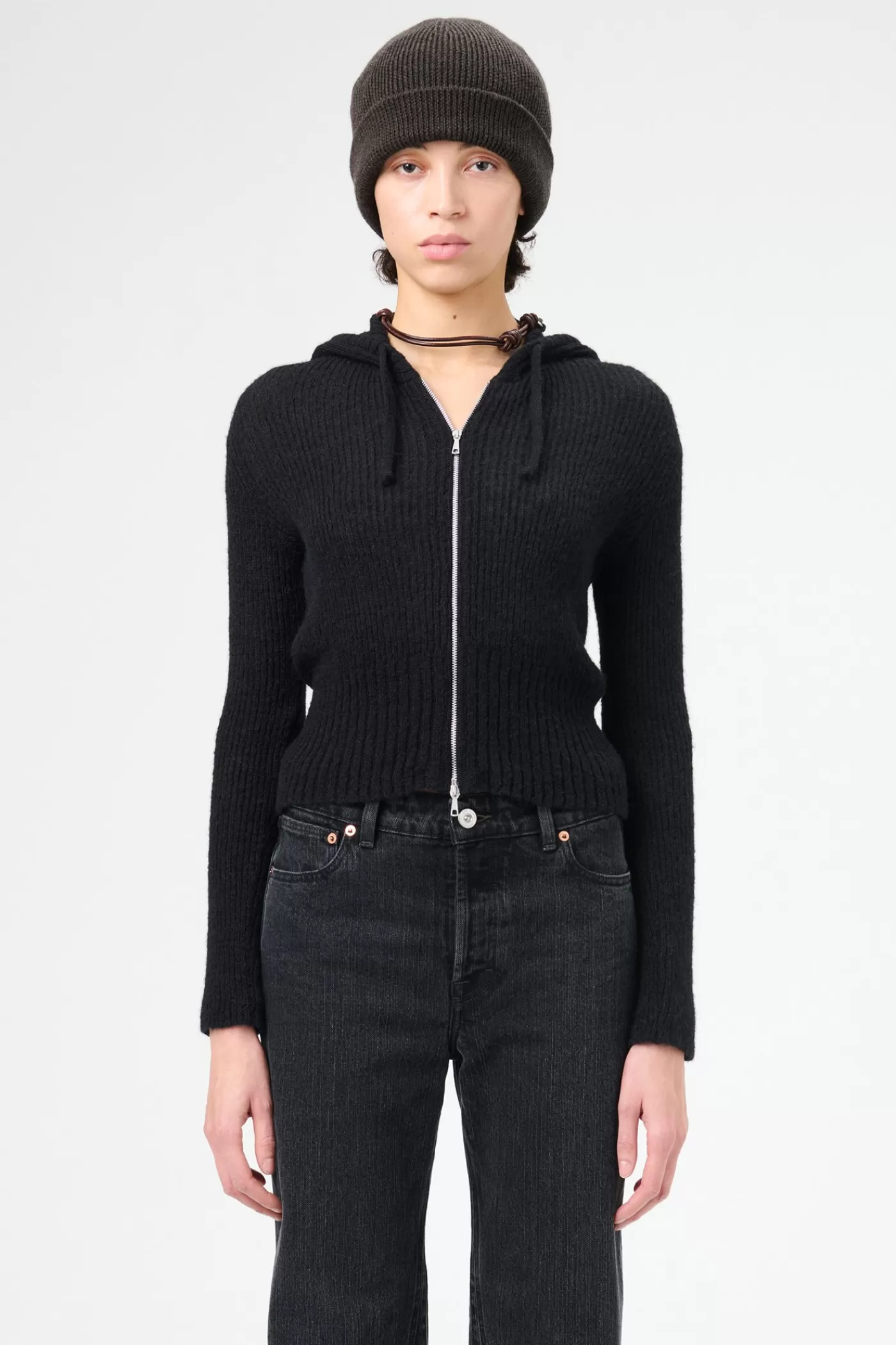 Online Black Fuzzy Alpaca Women Knitwear