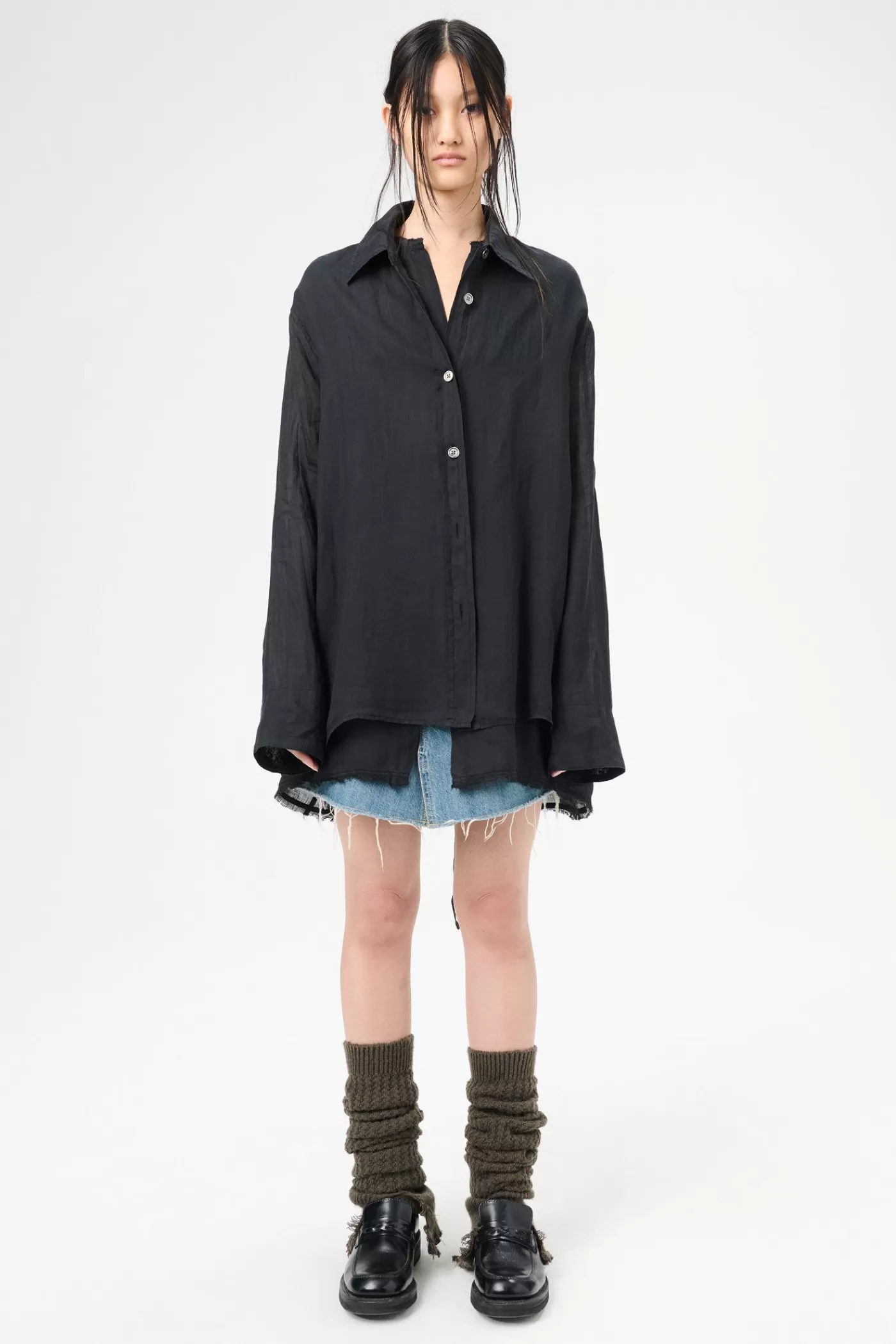 Sale Black Gauze Ramie Women Shirting