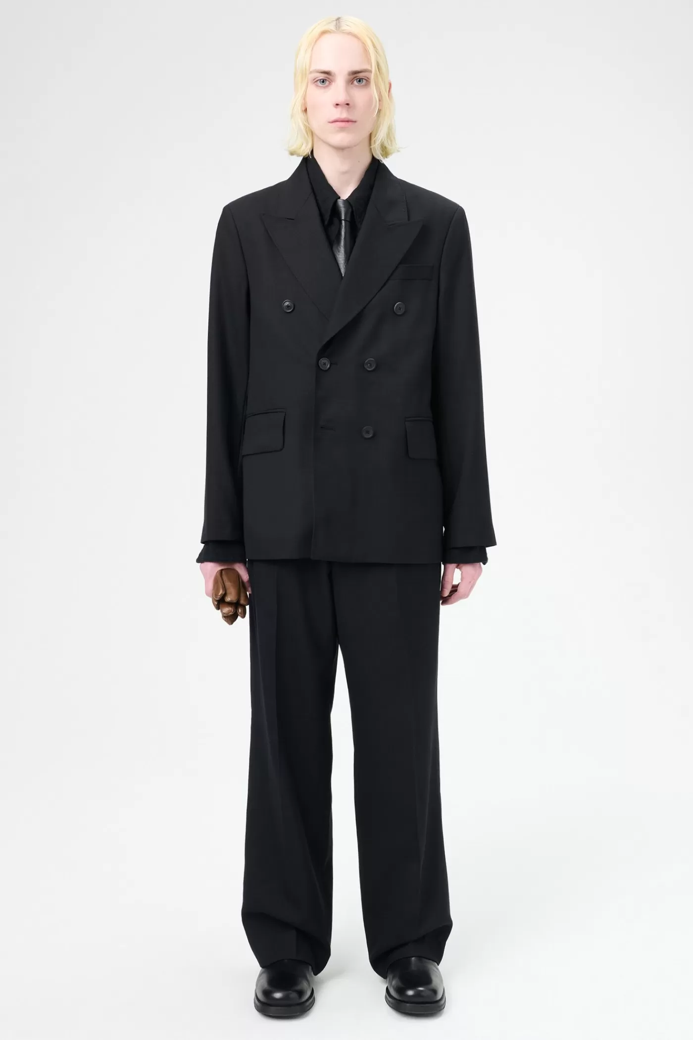 Hot Black Panama Wool Suiting