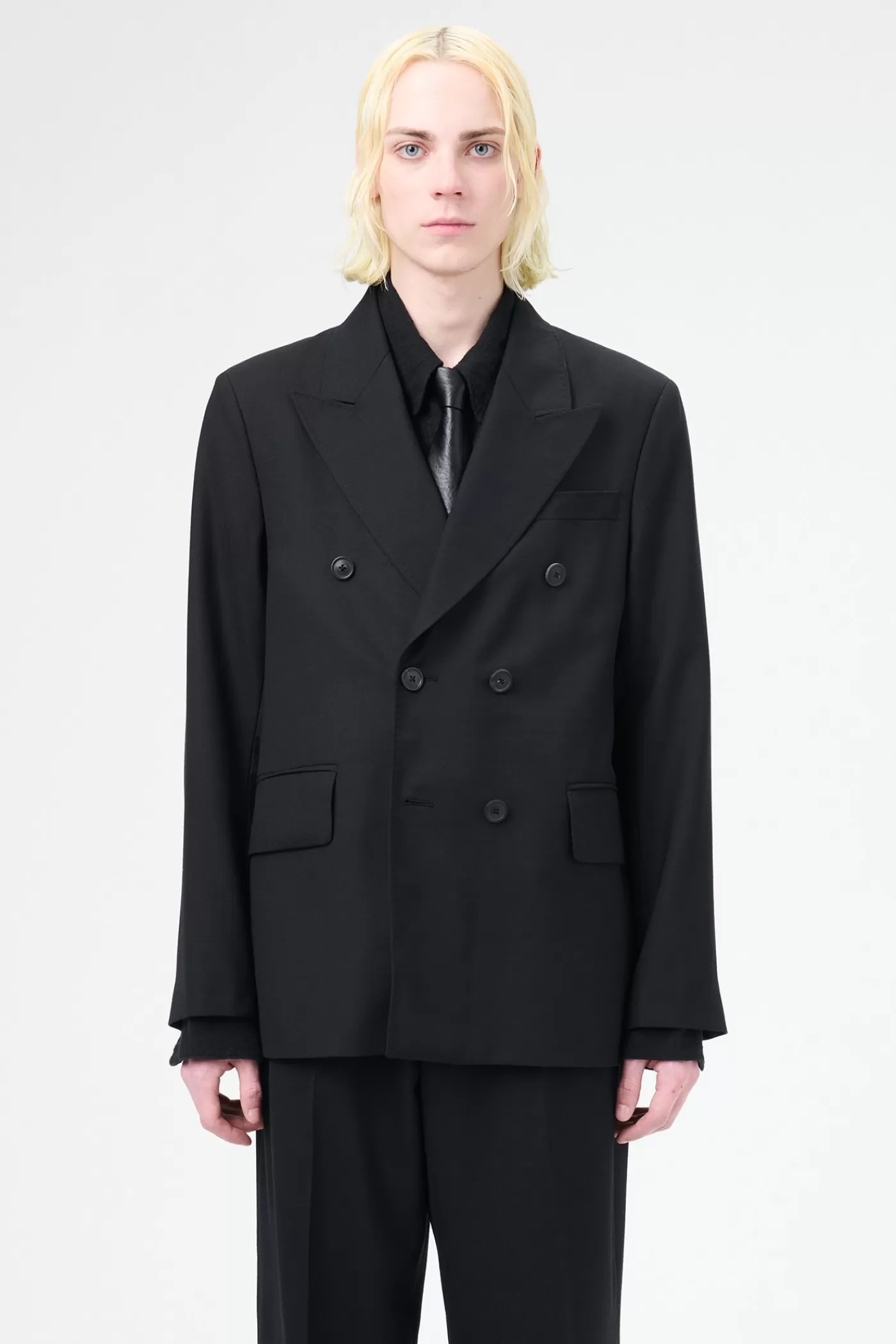Hot Black Panama Wool Suiting