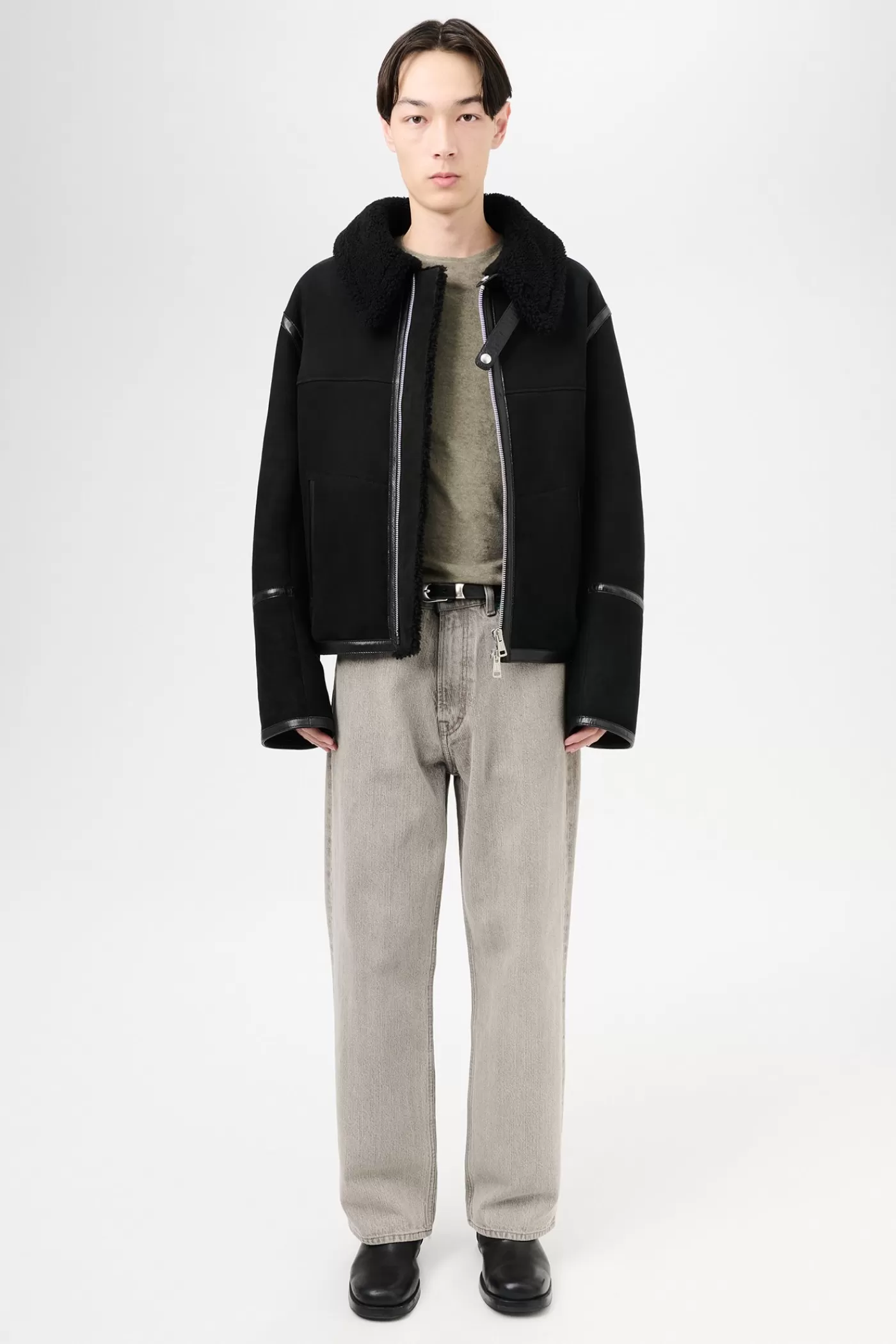 Outlet Black Shearling Leather | Outerwear