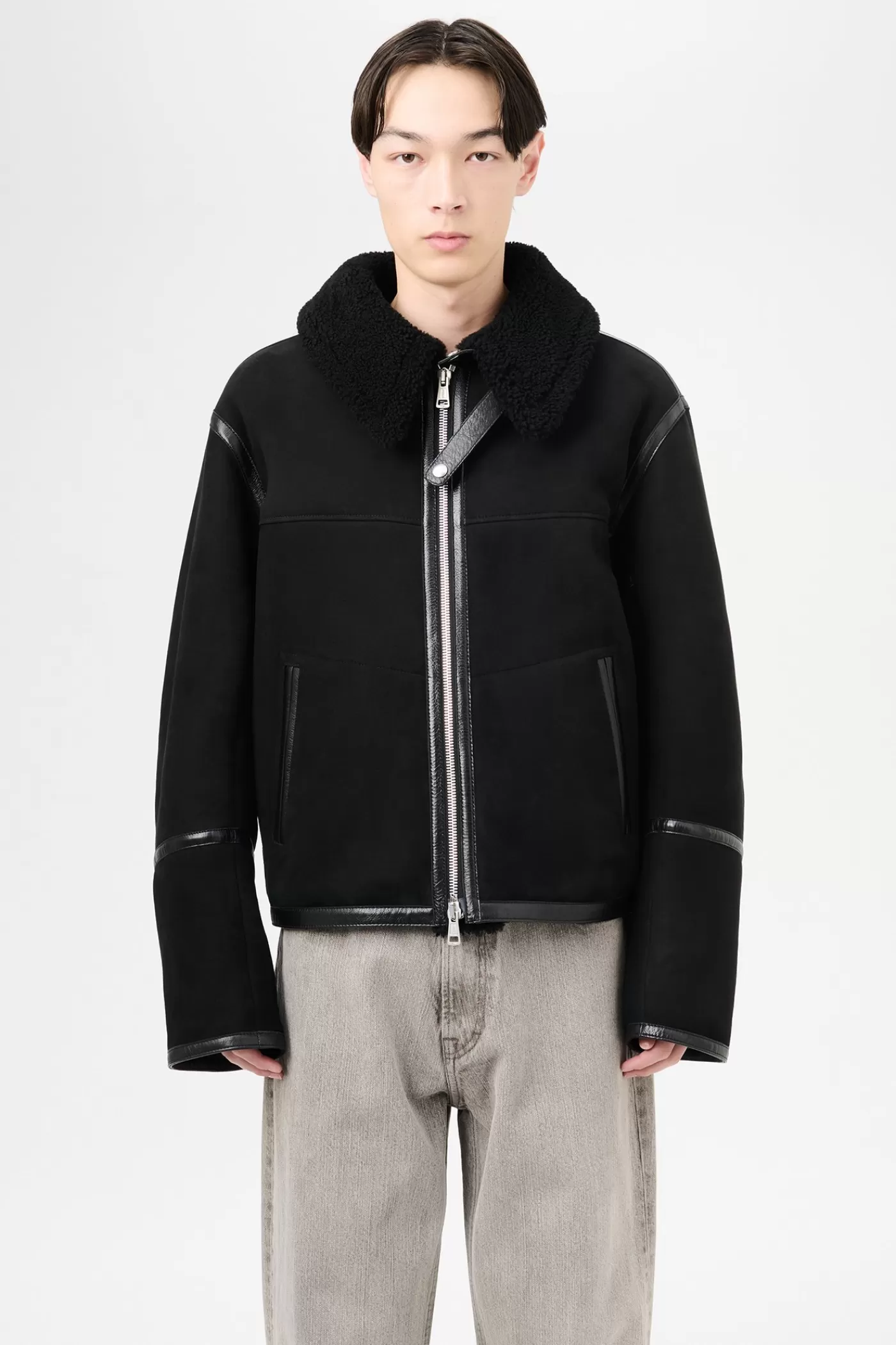 Outlet Black Shearling Leather | Outerwear