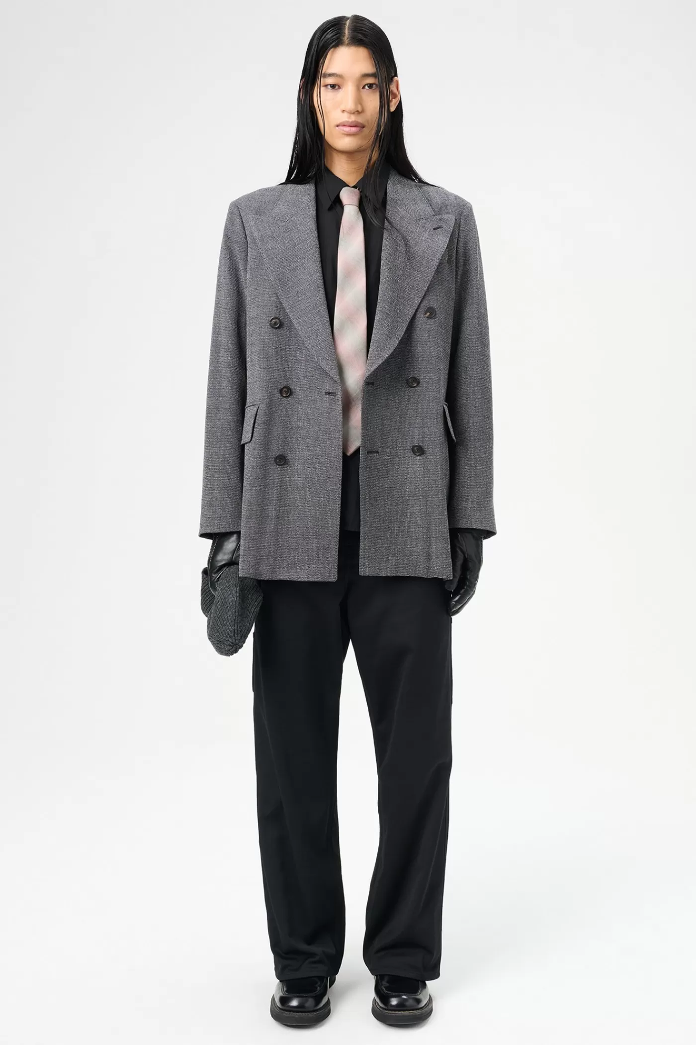 Fashion Black TV Static Mouline Wool Suiting
