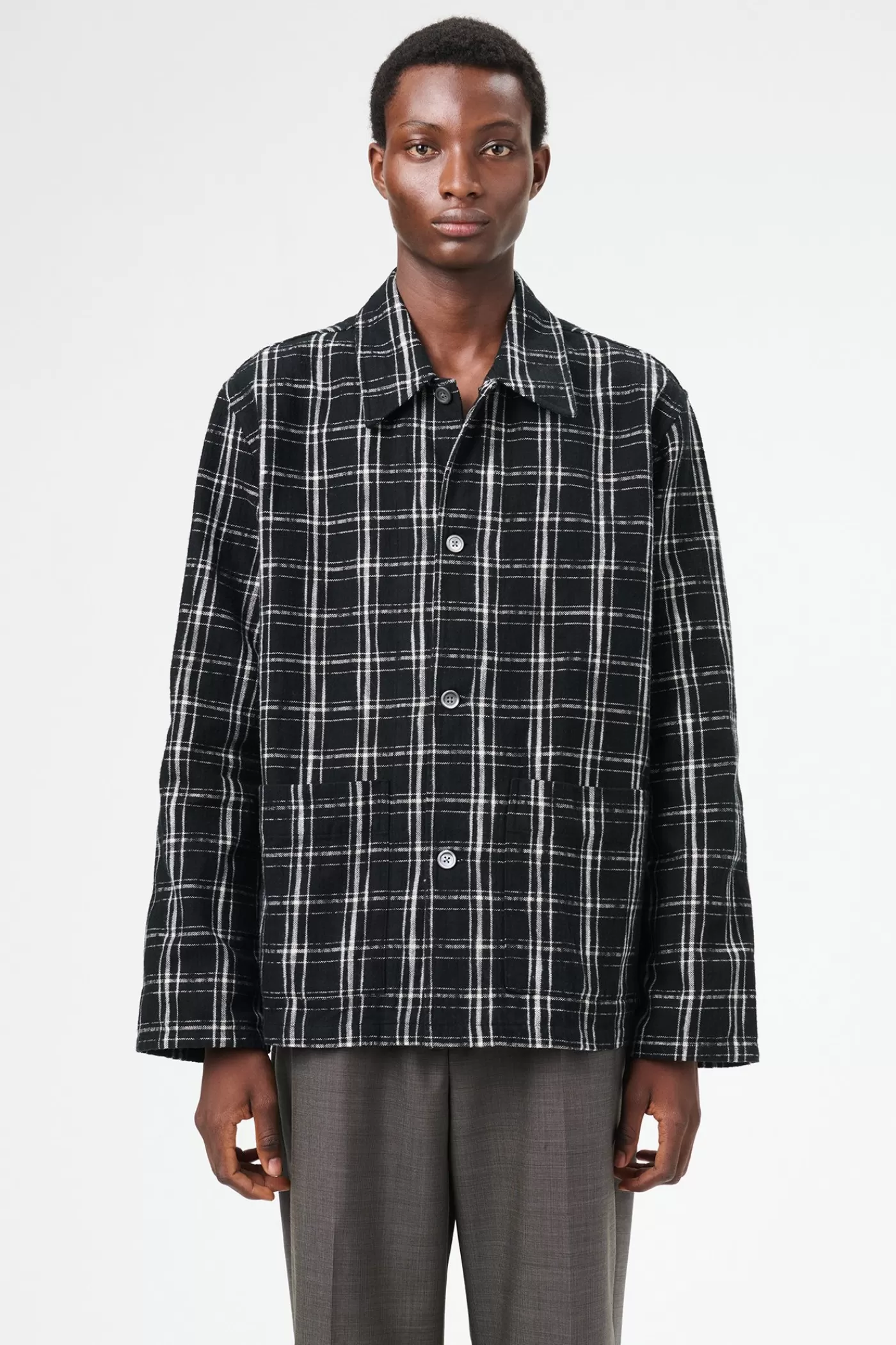 Hot Black/White Helix Flannel Outerwear