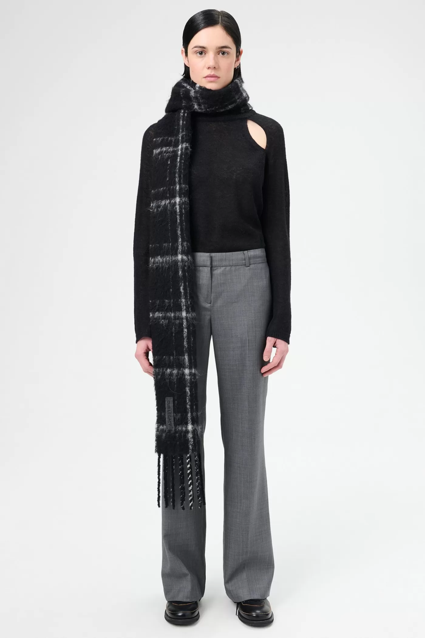 New Dark Grey Flow Wool Women Trousers