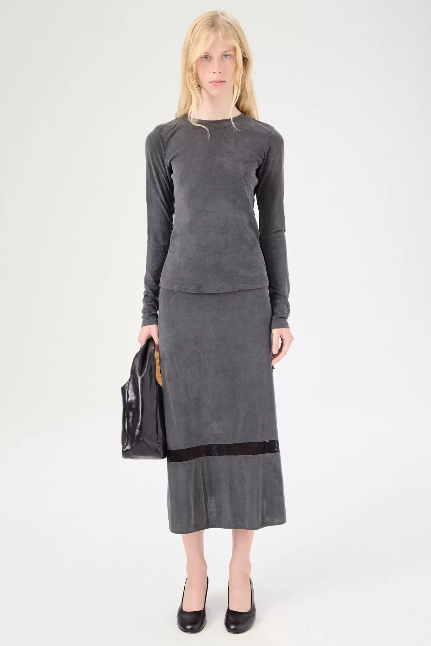 Online Dark Grey Lace Cupro Women Tops | Jersey