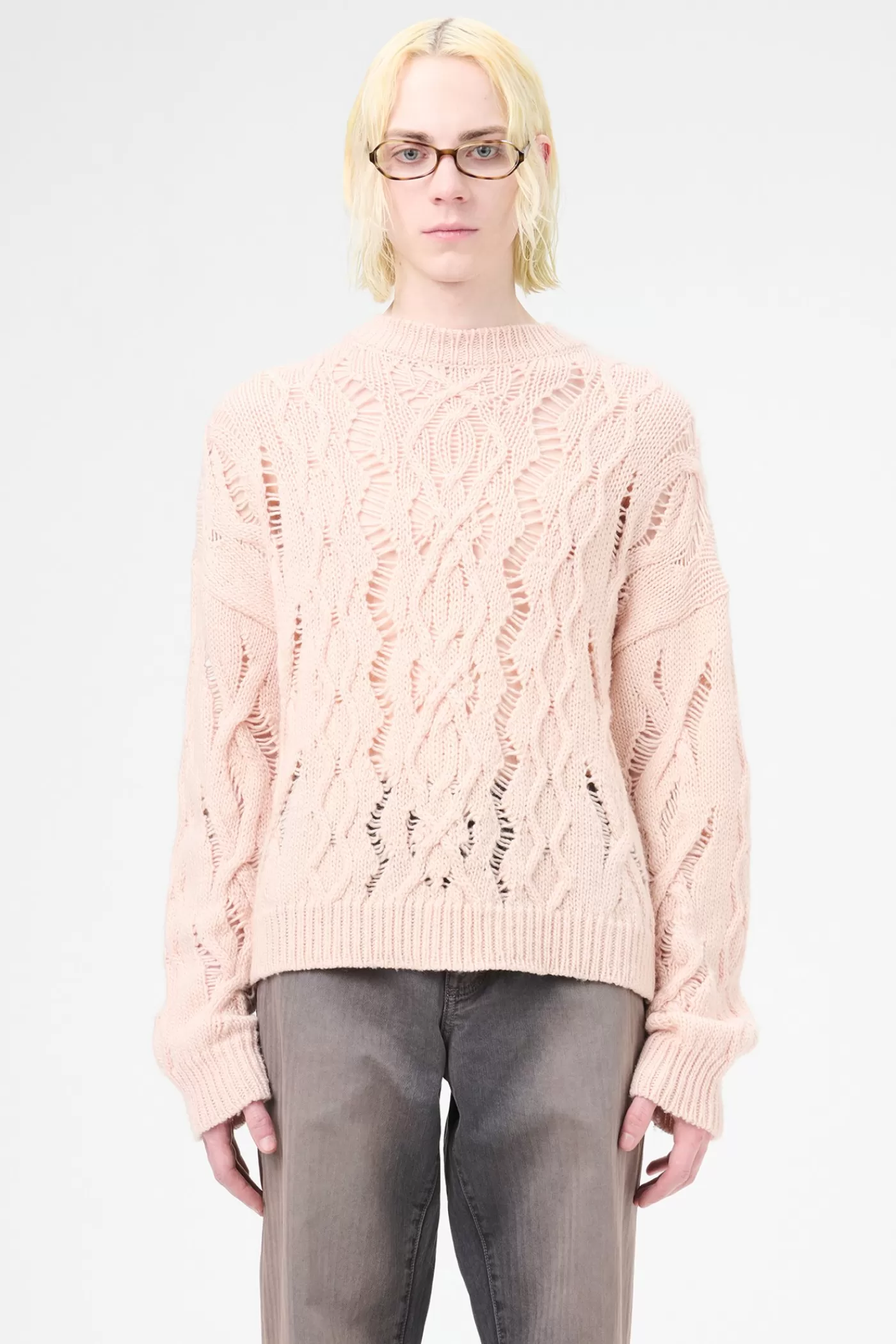 Clearance Delicate Pink Fisherman Wool Knitwear