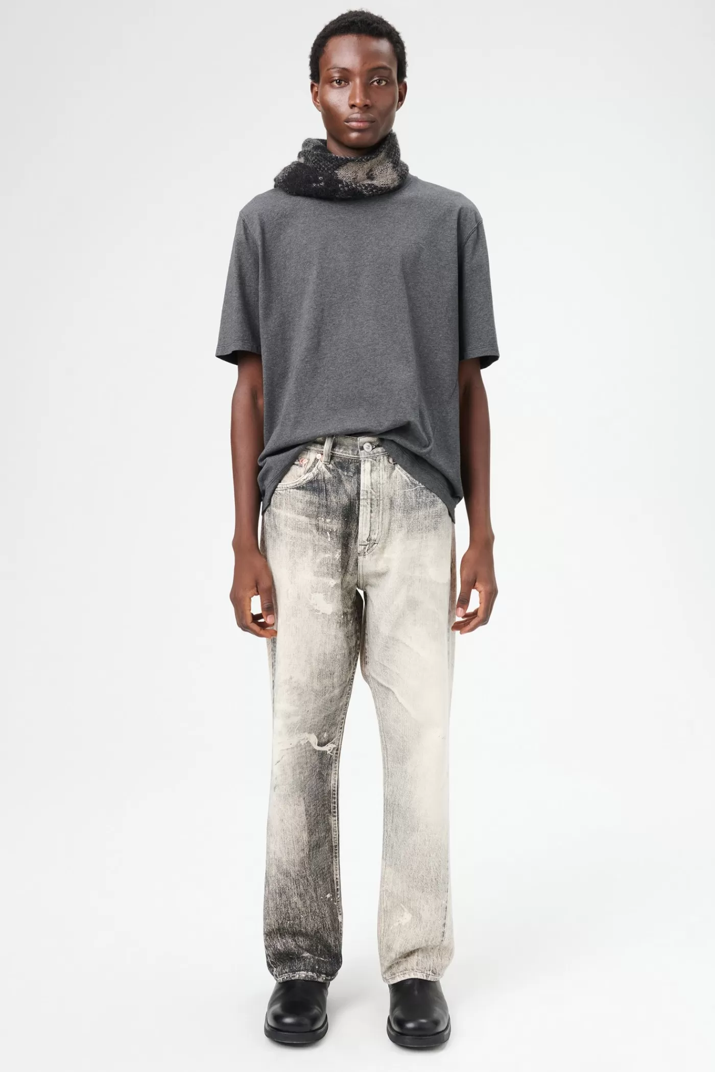 Cheap Digital Print Ink Black Jeans