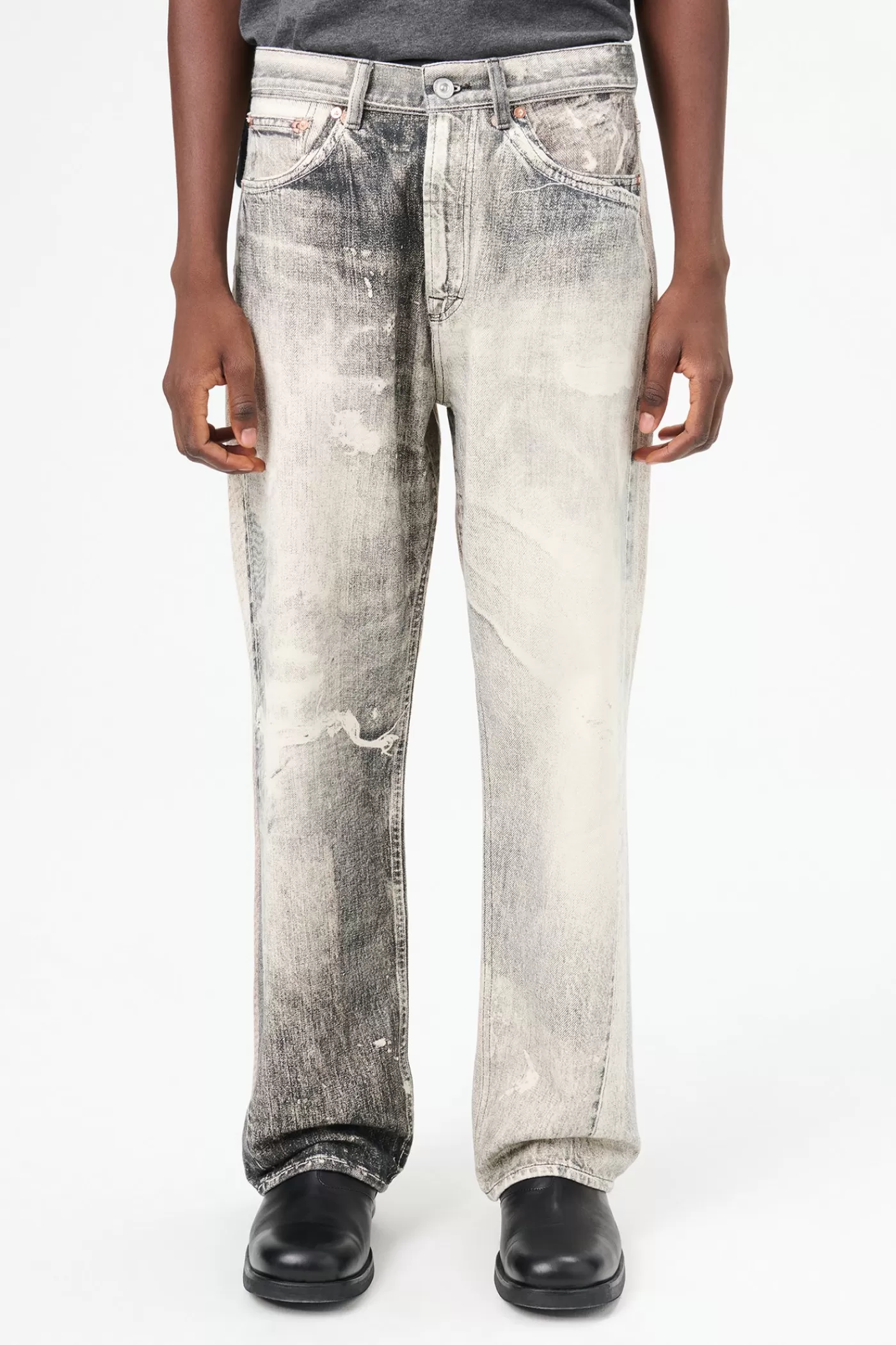 Cheap Digital Print Ink Black Jeans