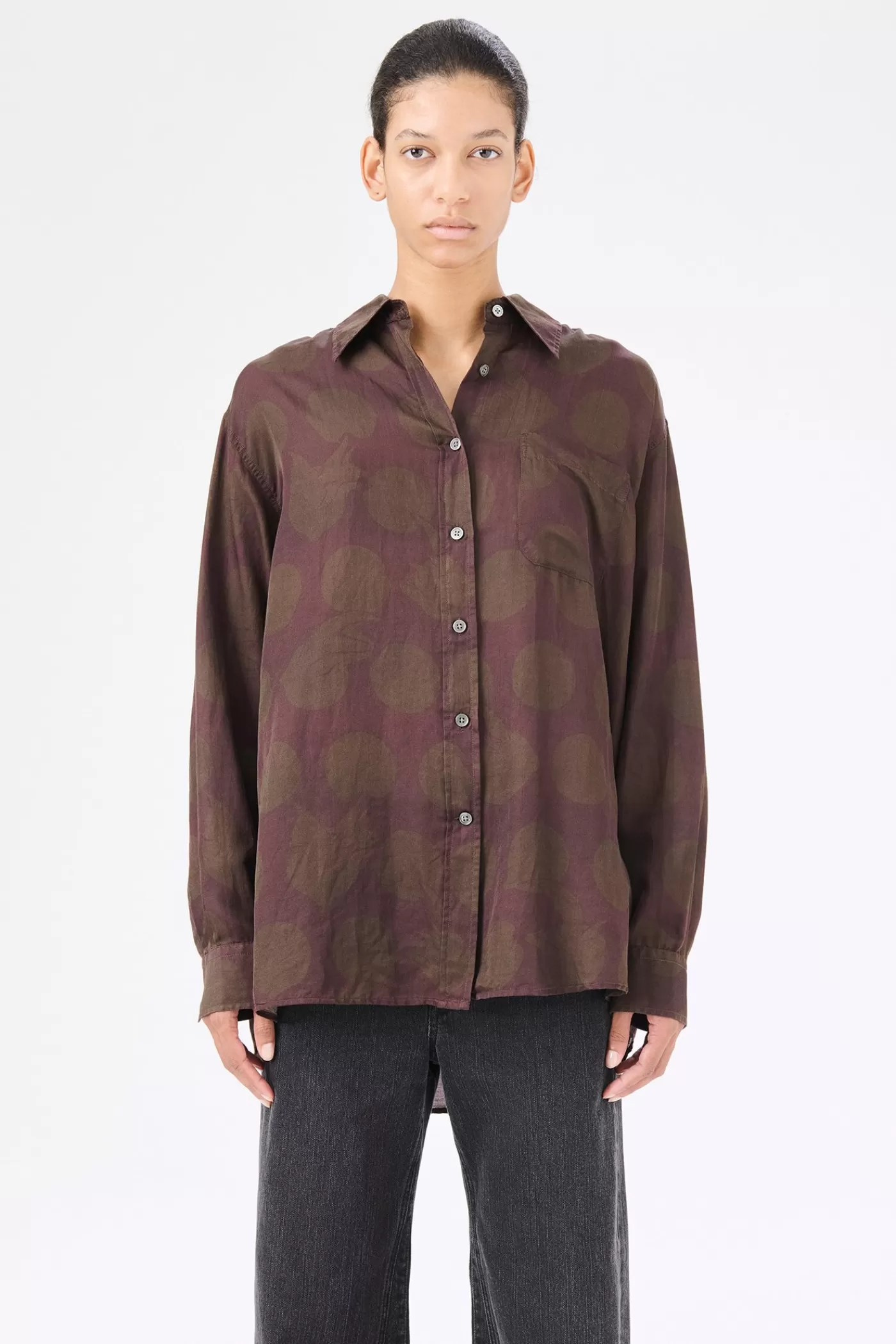 Clearance Dotted Print Cotton Silk Women Shirting | Outerwear