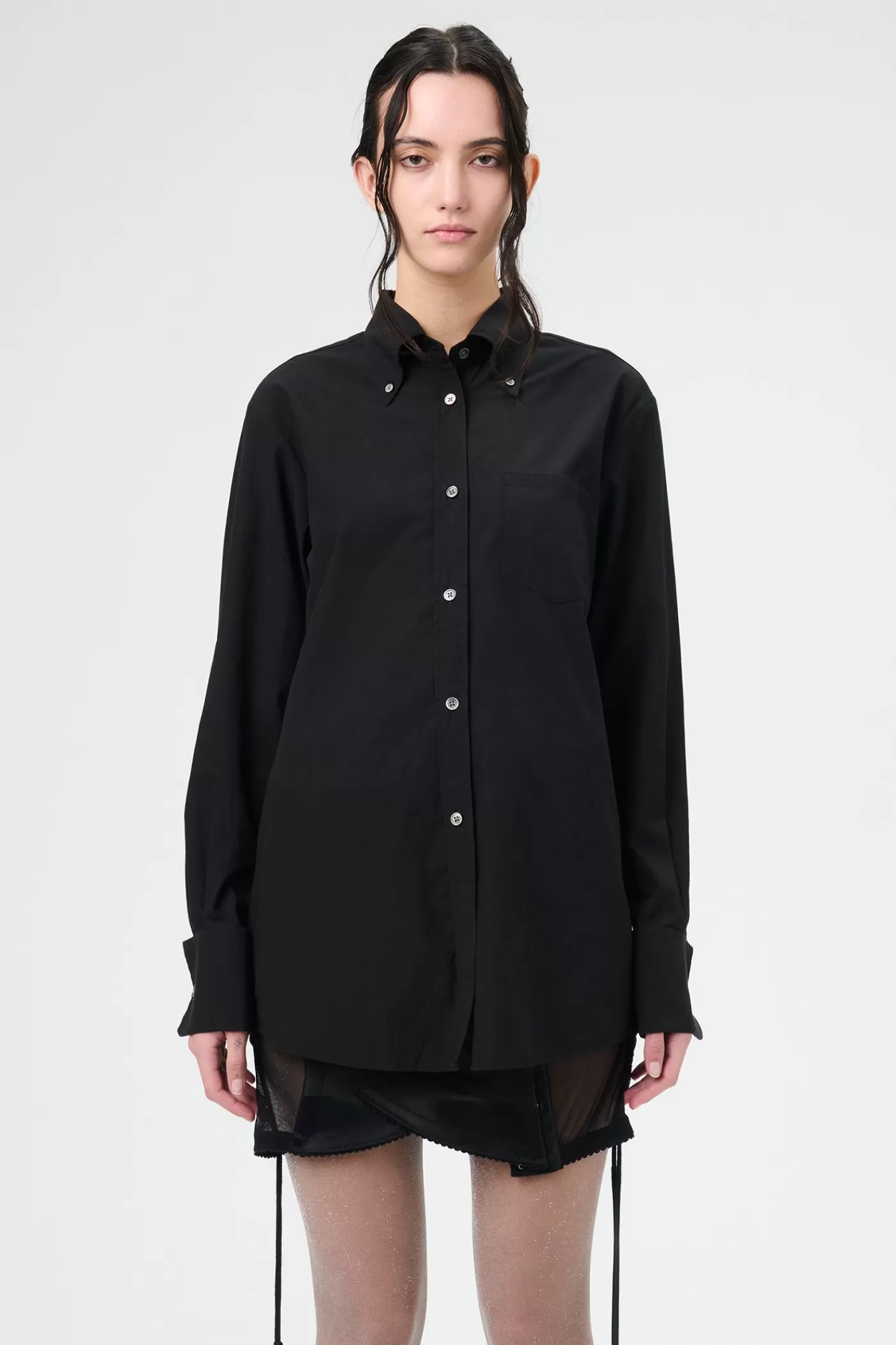 Sale French Black Liquid Poplin Women Shirting