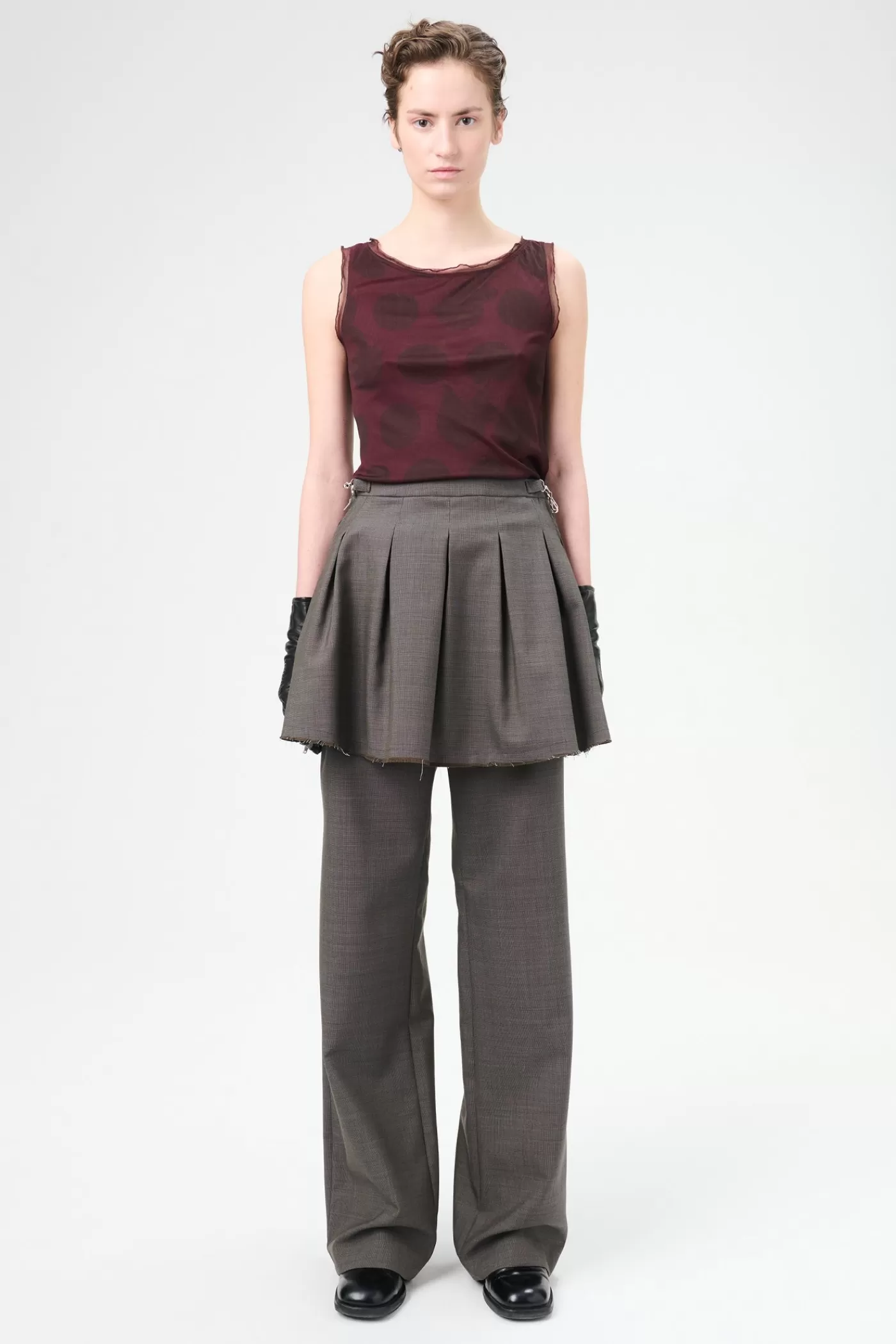 New Grey Atom Check Wool Women Skirts