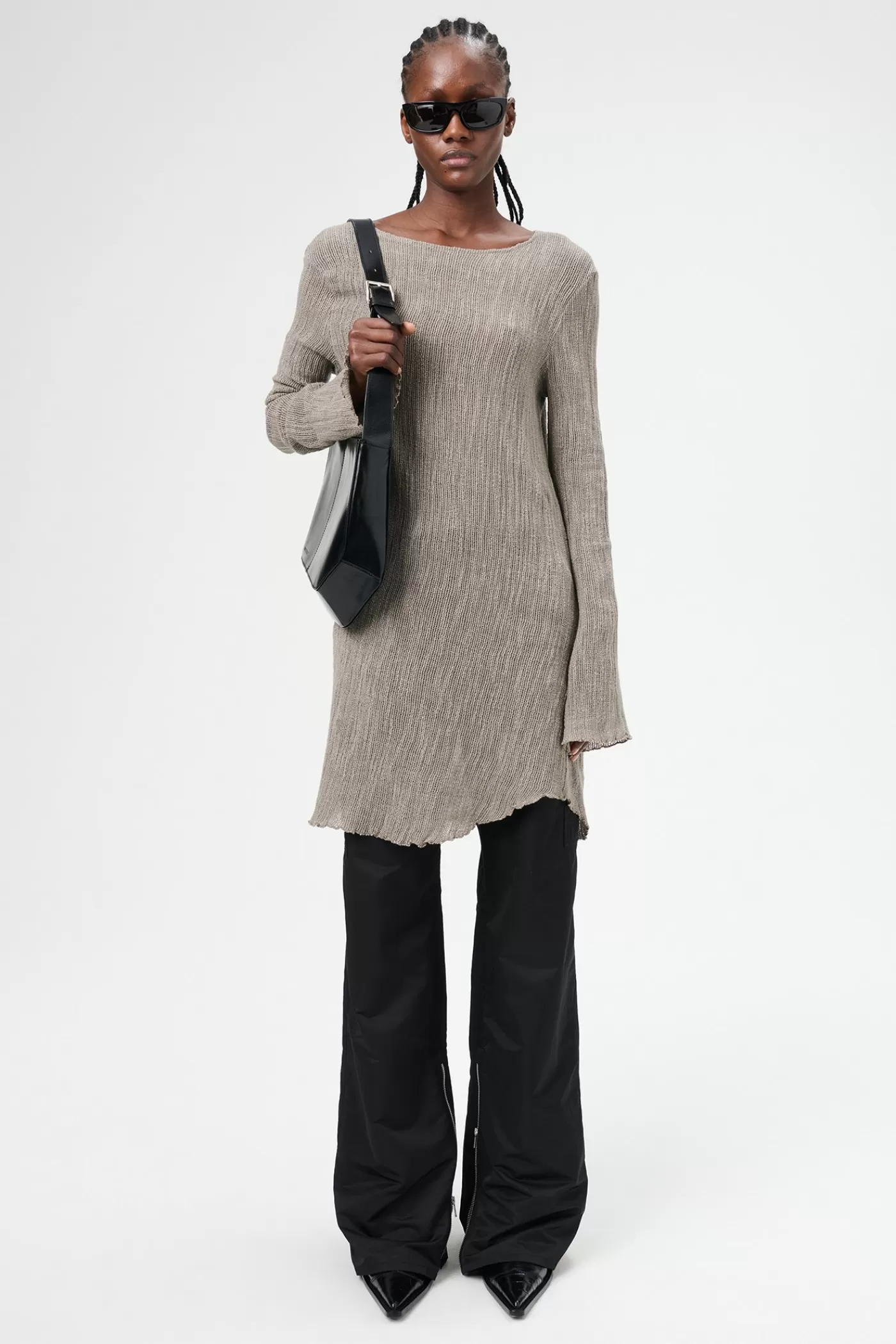 Discount Grey Granite Yawning Linen Women Dresses