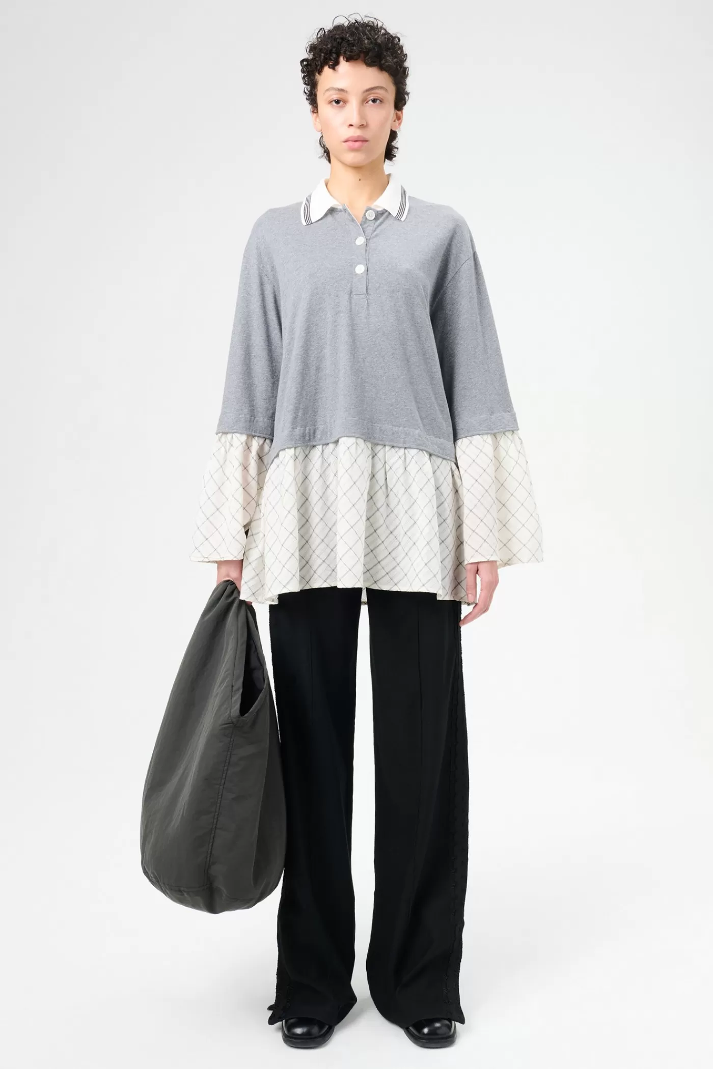 Sale Grey Melange Check Women Dresses