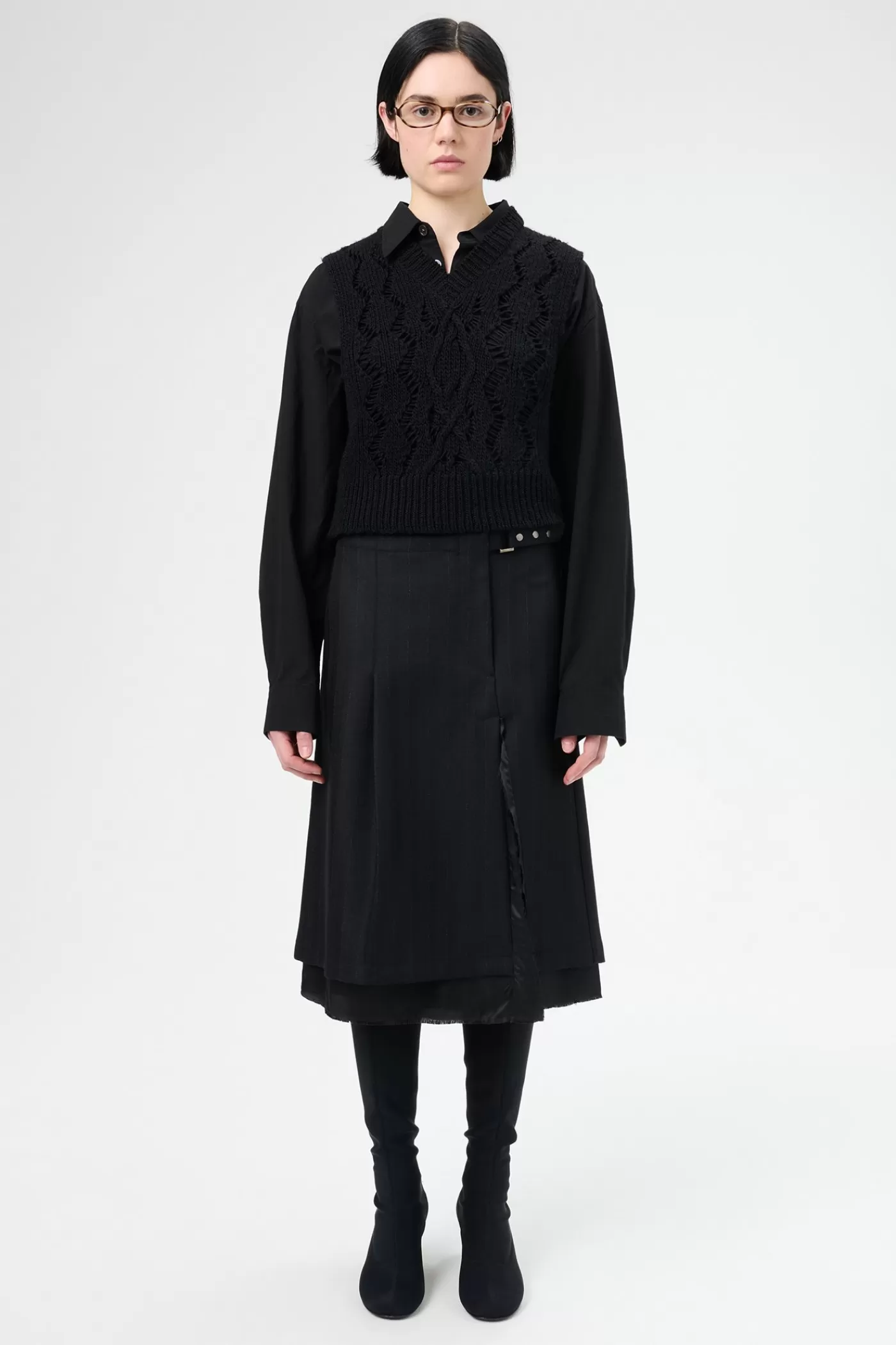 Fashion Maitre D Black Wool Women Skirts