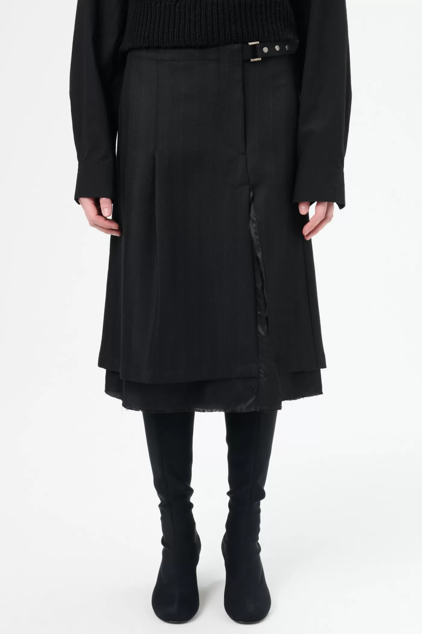 Fashion Maitre D Black Wool Women Skirts