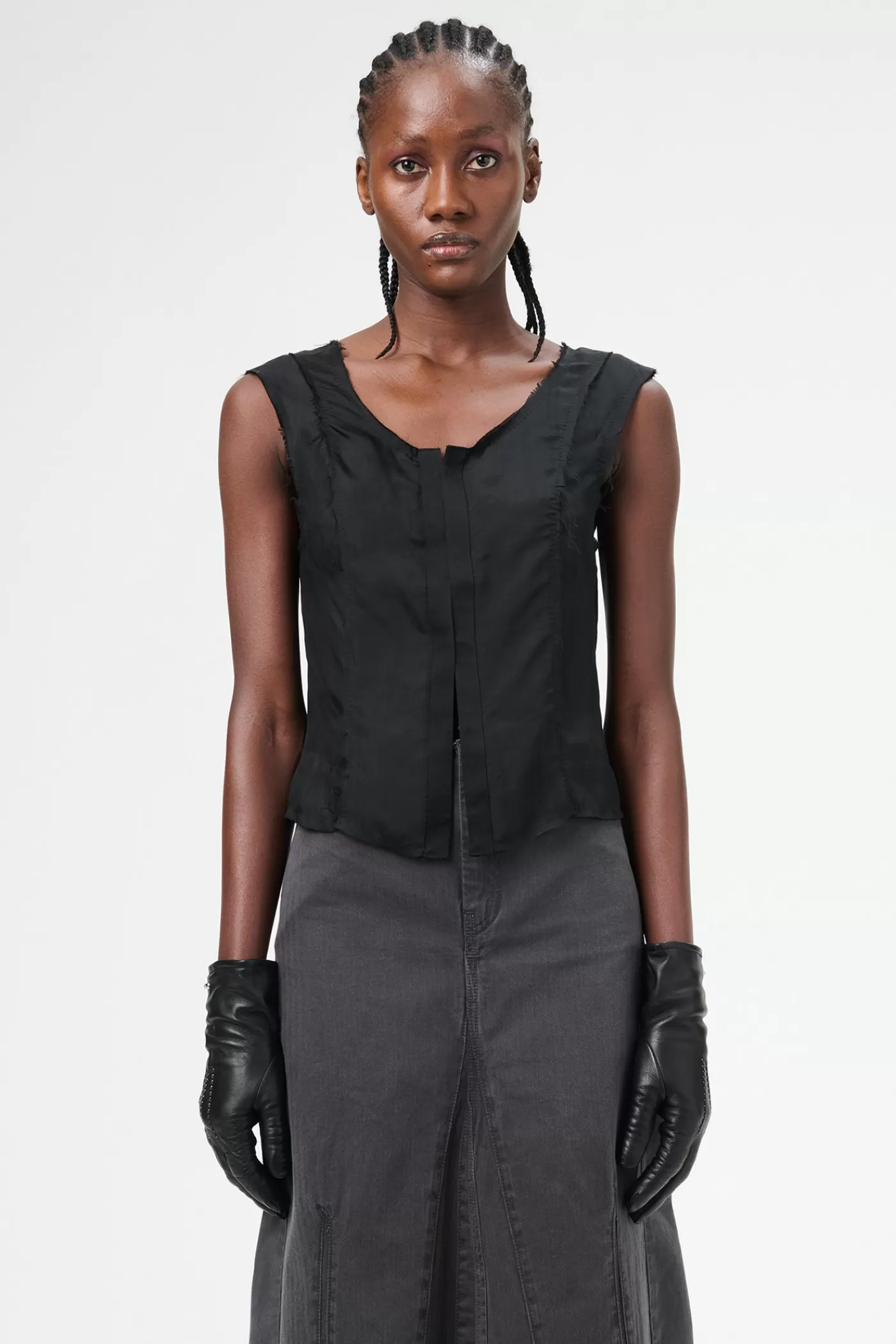 Flash Sale Noir Stripe Sheer Viscose Silk Women Tops