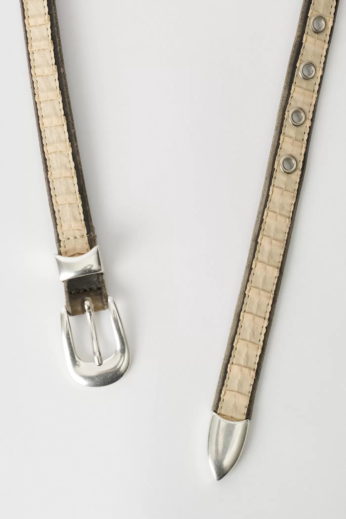 Outlet Pleated Biscuit Beige Ruffles Belts