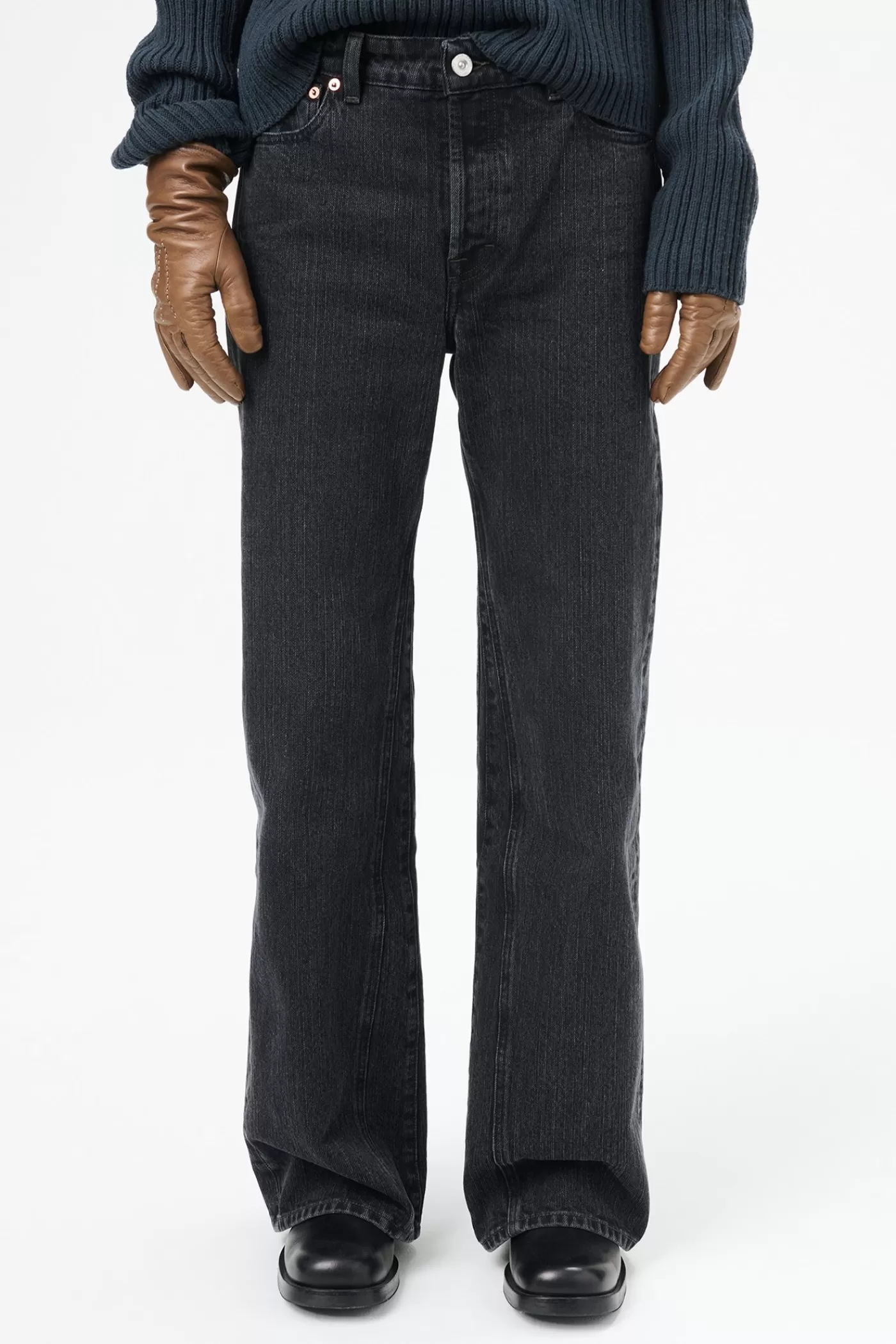 Discount Real Black Chain Twill Women Jeans