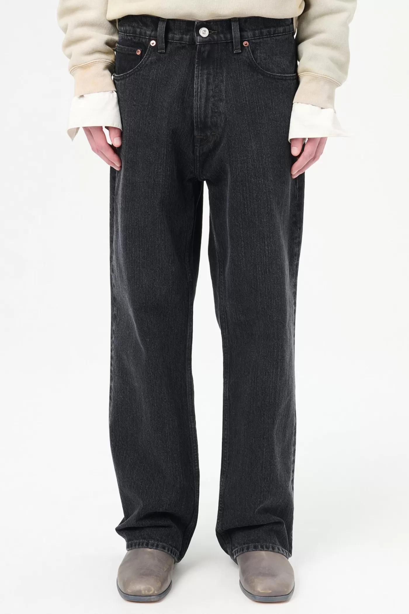 Outlet Real Black Chain Twill Jeans