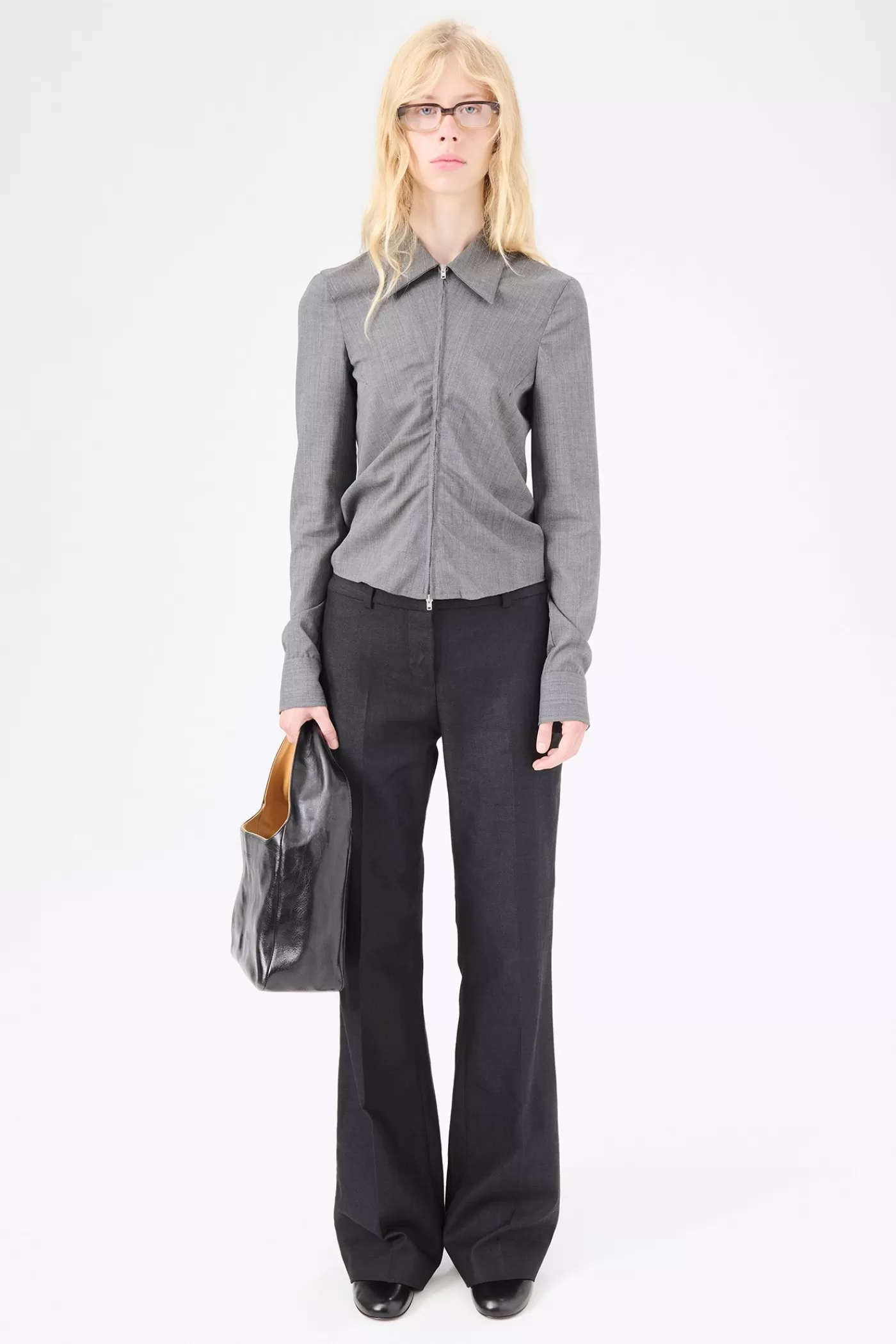New Ripe Antracite Grainy Wool Women Shirting | Trousers