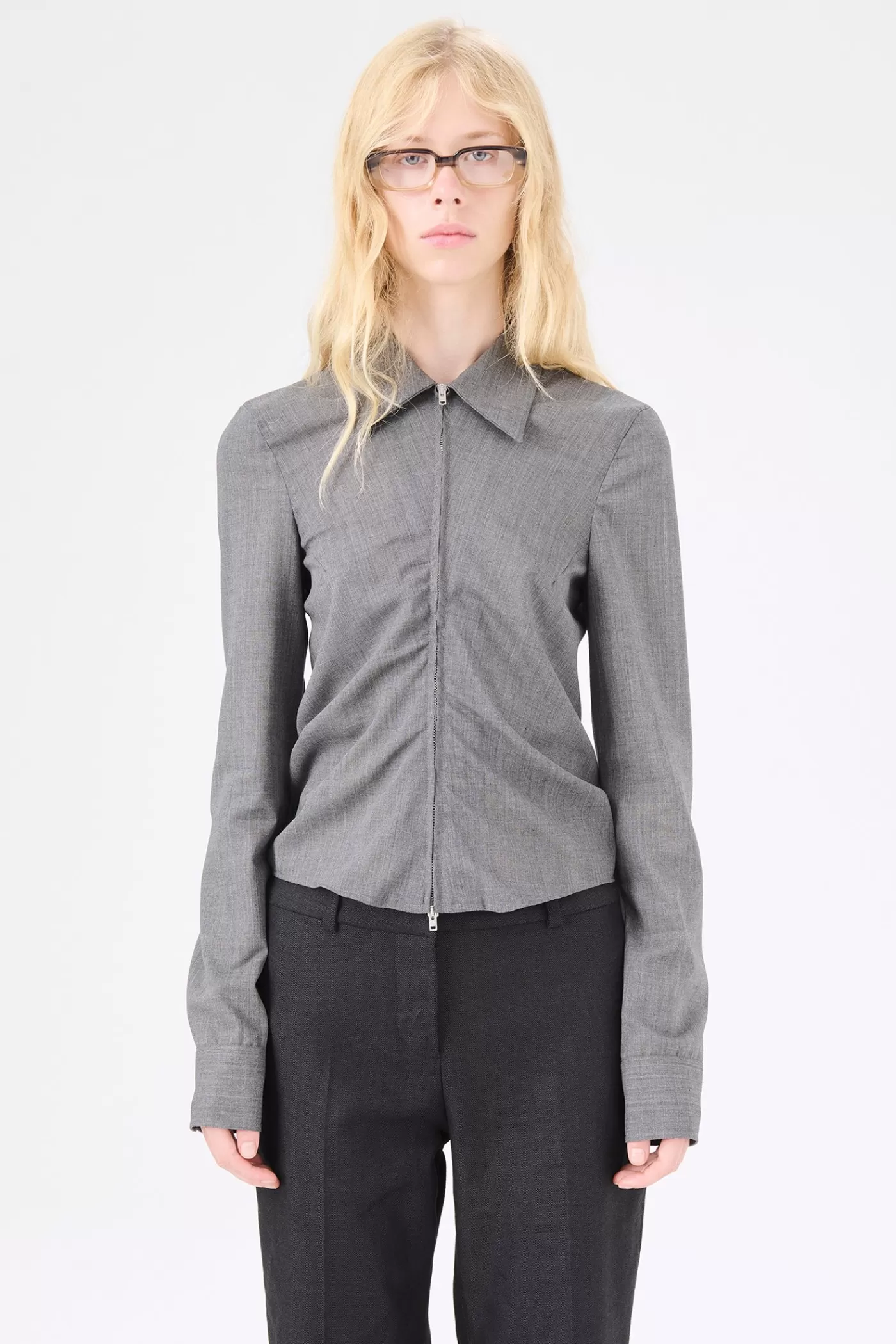 New Ripe Antracite Grainy Wool Women Shirting | Trousers