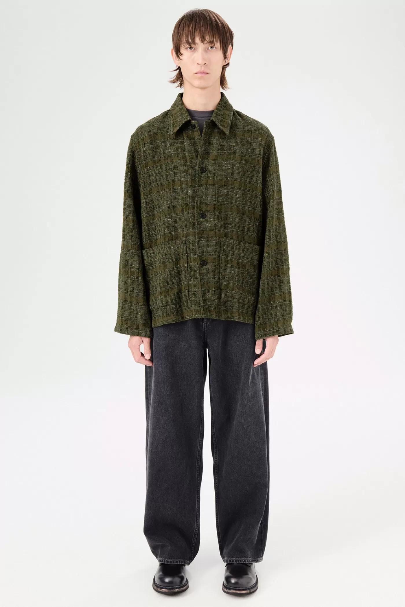 Fashion Seaweed Sparse Check Outerwear