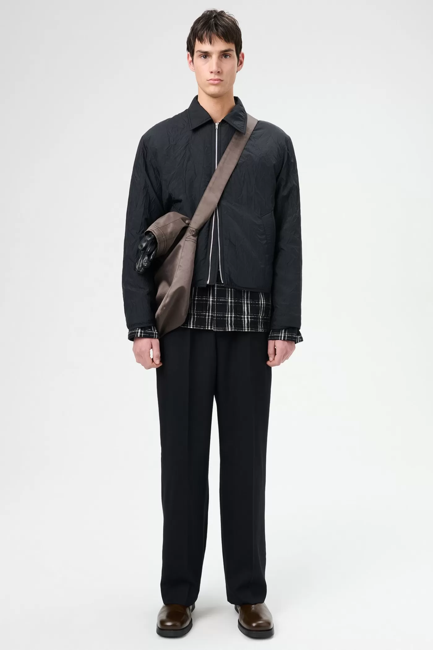 Outlet Shining Black Crinkle Solaro Outerwear