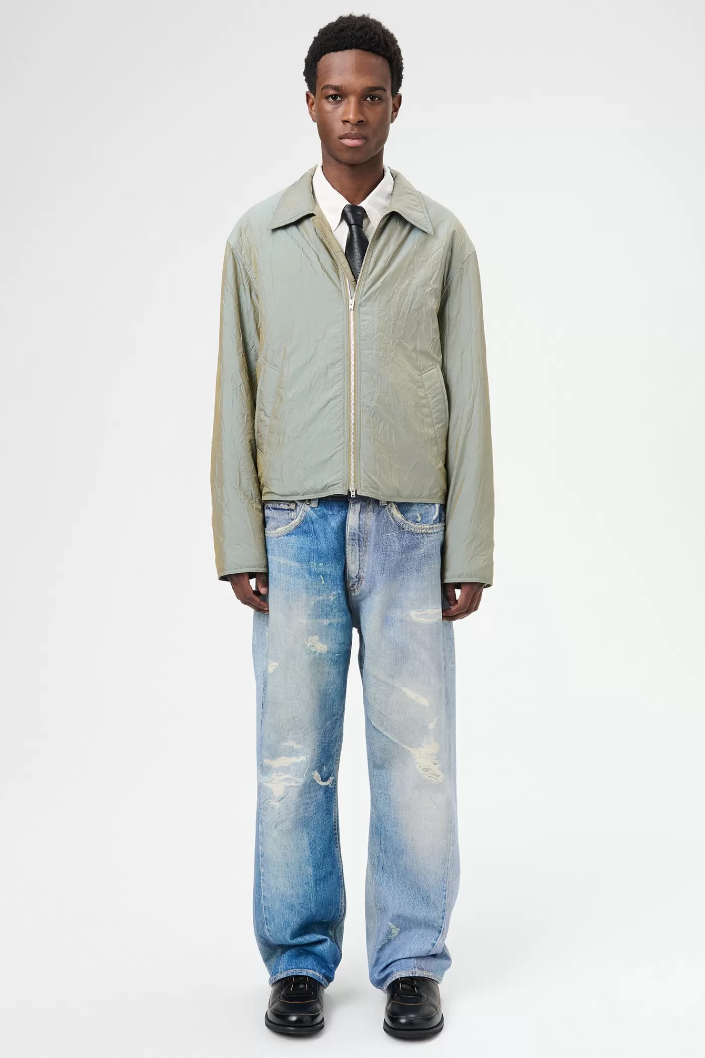 Hot Shining Olive Crinkle Solaro Outerwear