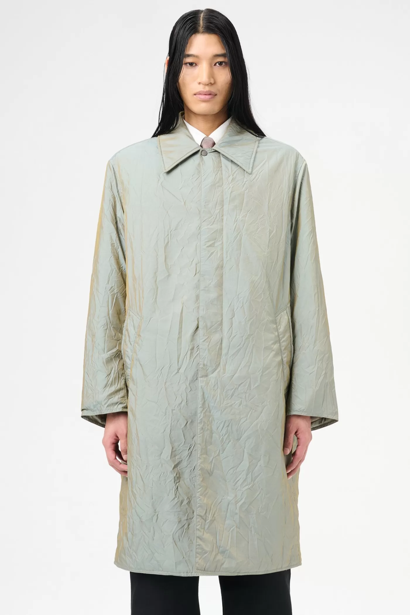Hot Shining Olive Crinkle Solaro Outerwear