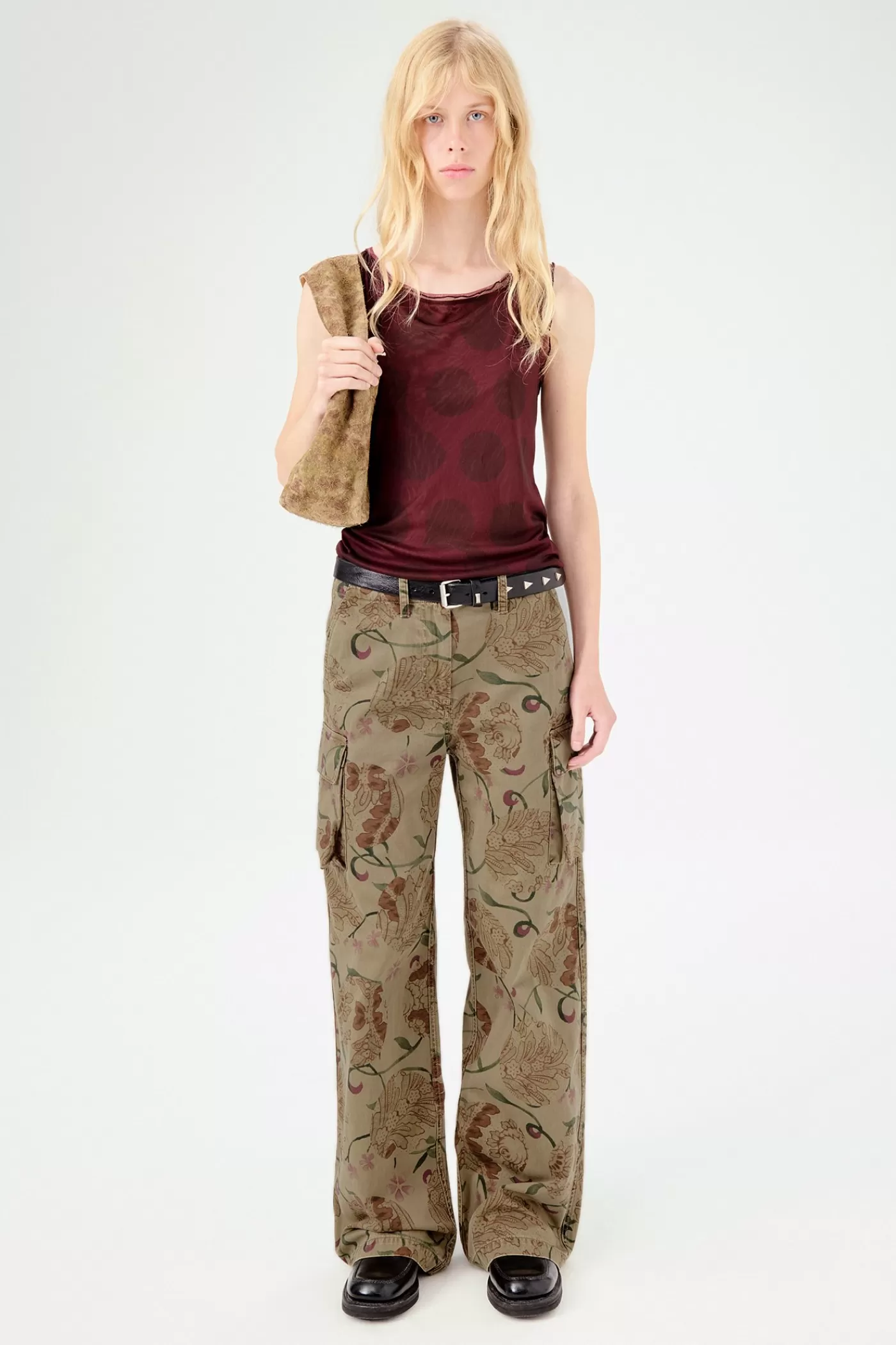 Outlet Spotting Rose Seventies Sateen Women Trousers