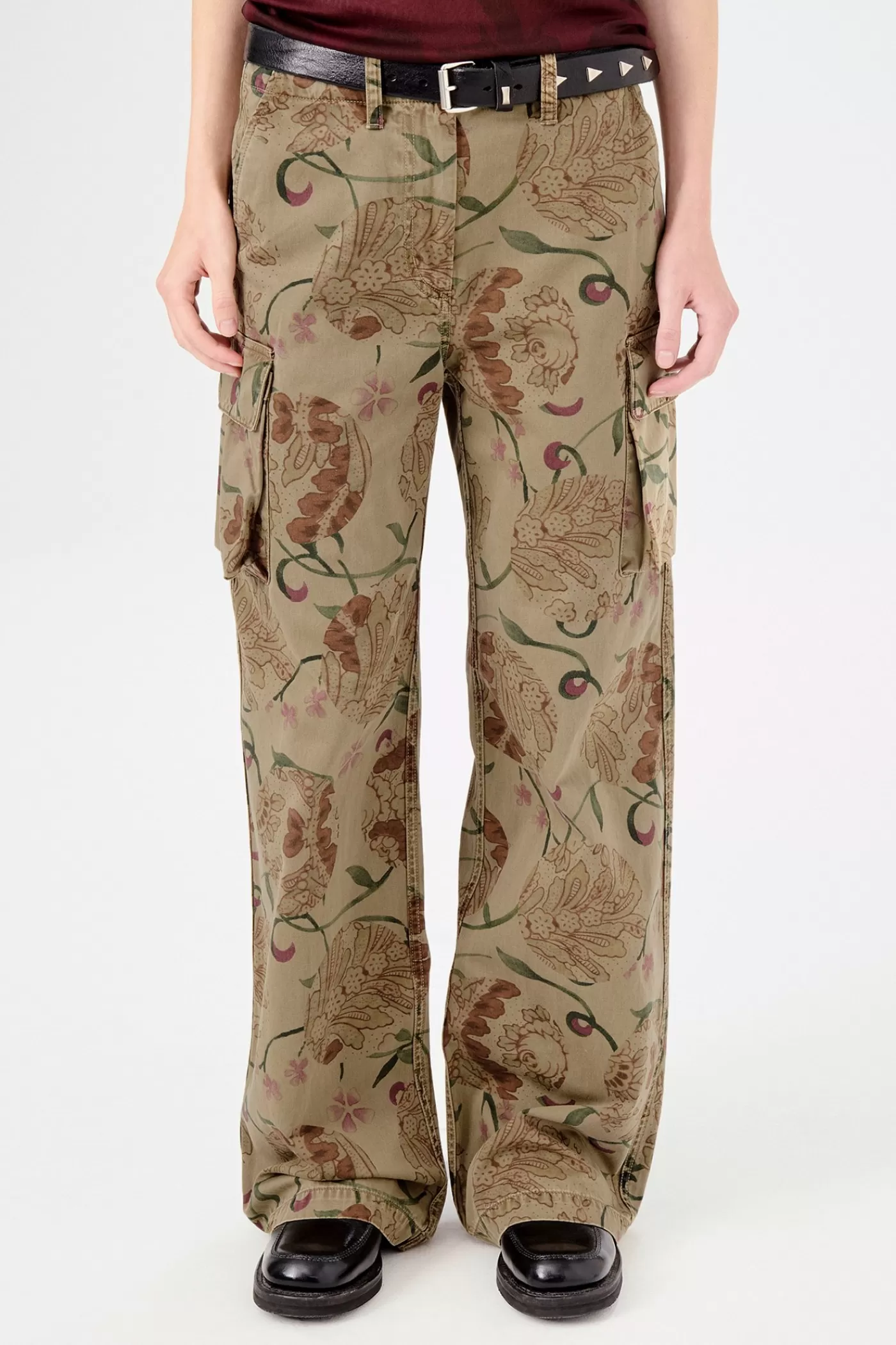 Outlet Spotting Rose Seventies Sateen Women Trousers