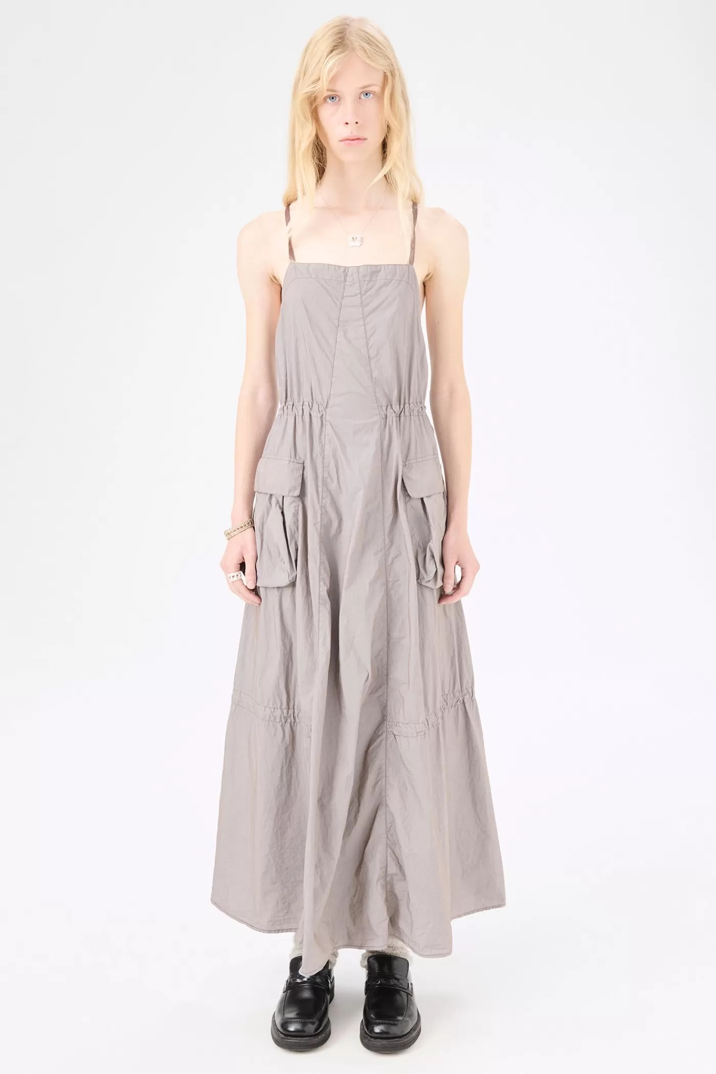 New Stone Khaki Parachute Poplin Women Dresses