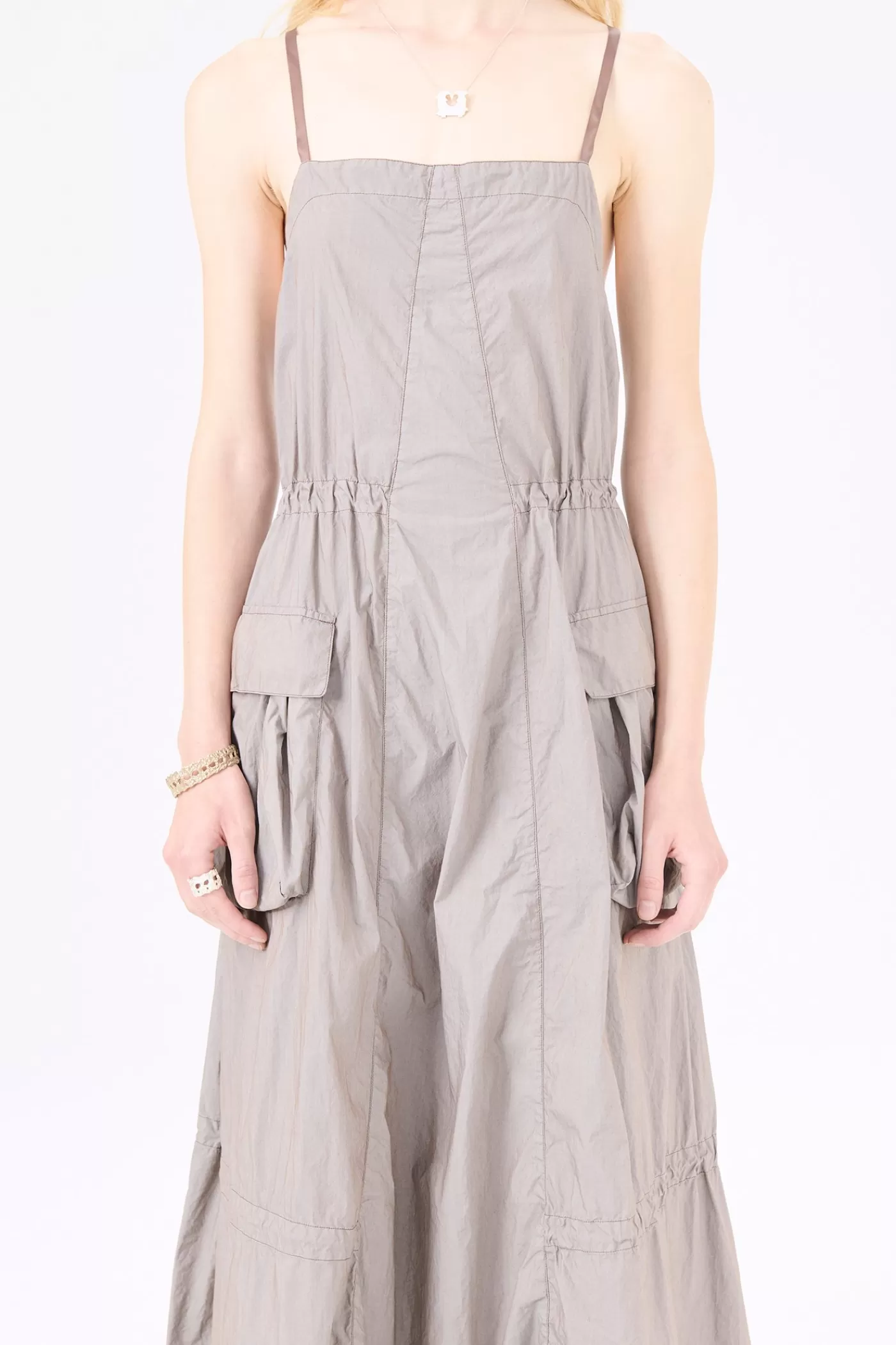 New Stone Khaki Parachute Poplin Women Dresses