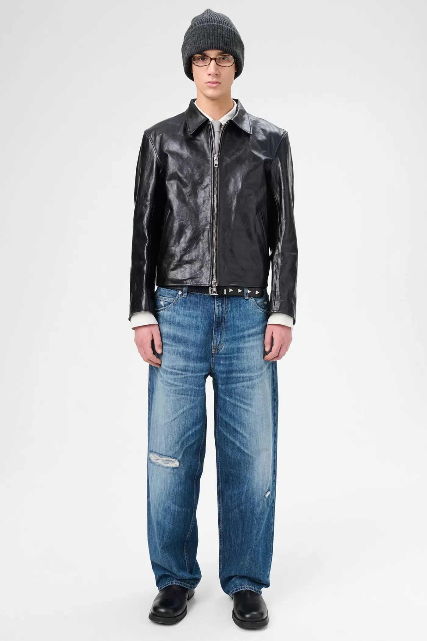 Online Top Dyed Black Leather Leather | Outerwear