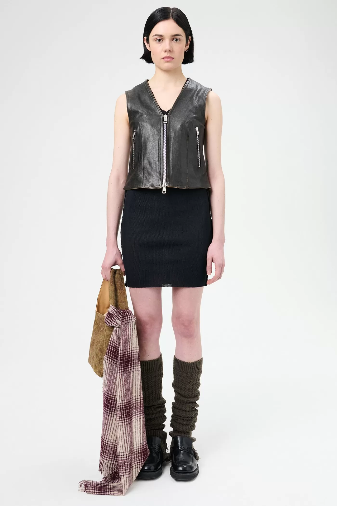 Online Worn Brown Lambskin Women Leather