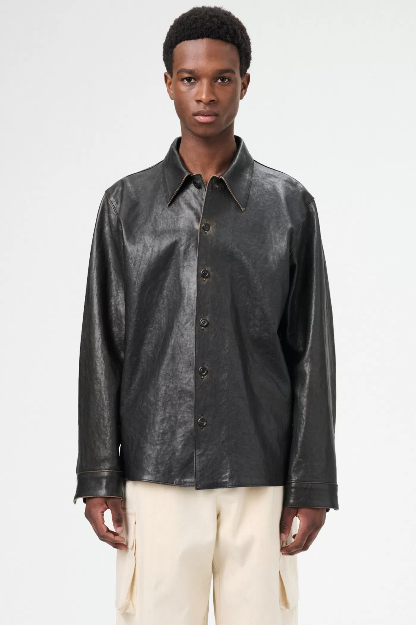 Cheap Worn Brown Lambskin Leather | Outerwear
